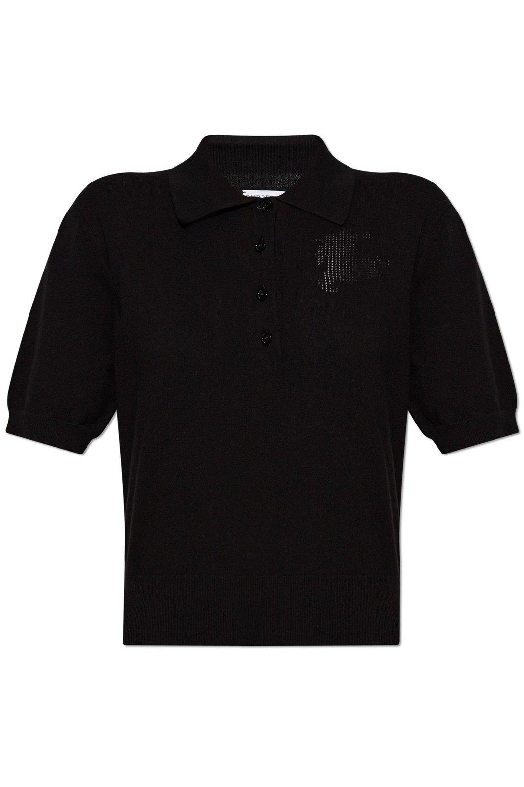 Ekd Detailed Short Sleeved Ribbed Polo Top