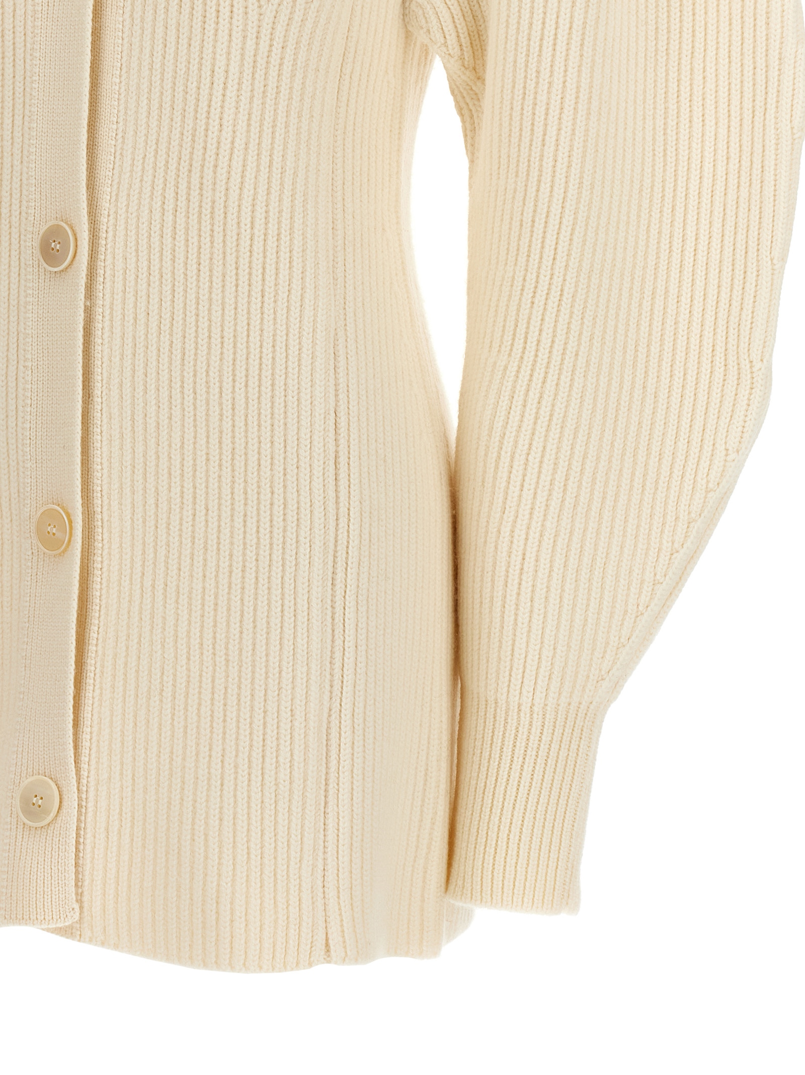 Shop Jil Sander Ribbed Cardigan In Natural