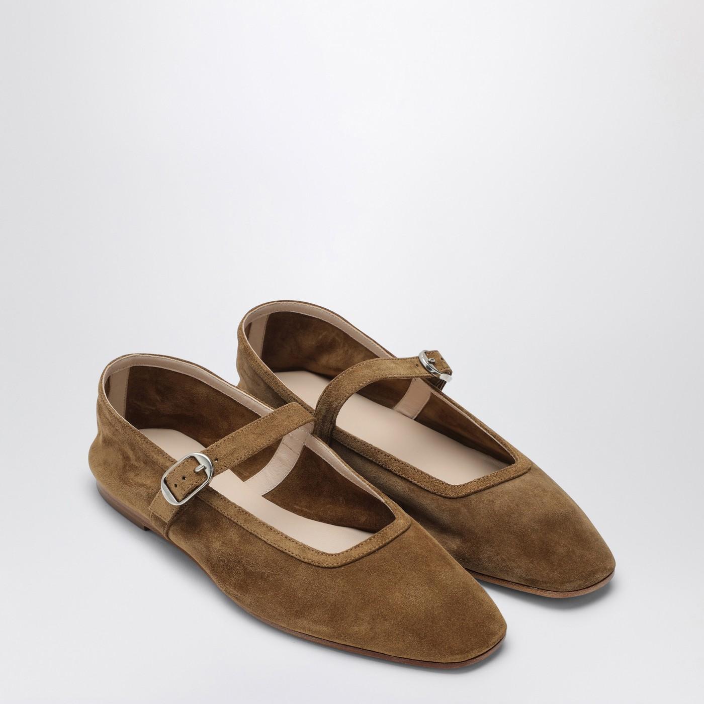 Brown Suede Mary Jane Ballerina