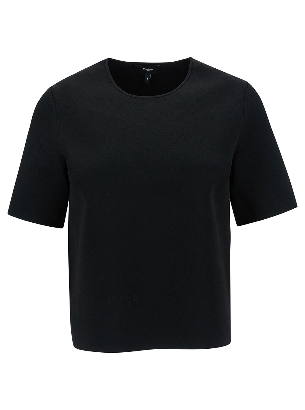 Black T-shirt With U Neckline In Viscose Blend Woman