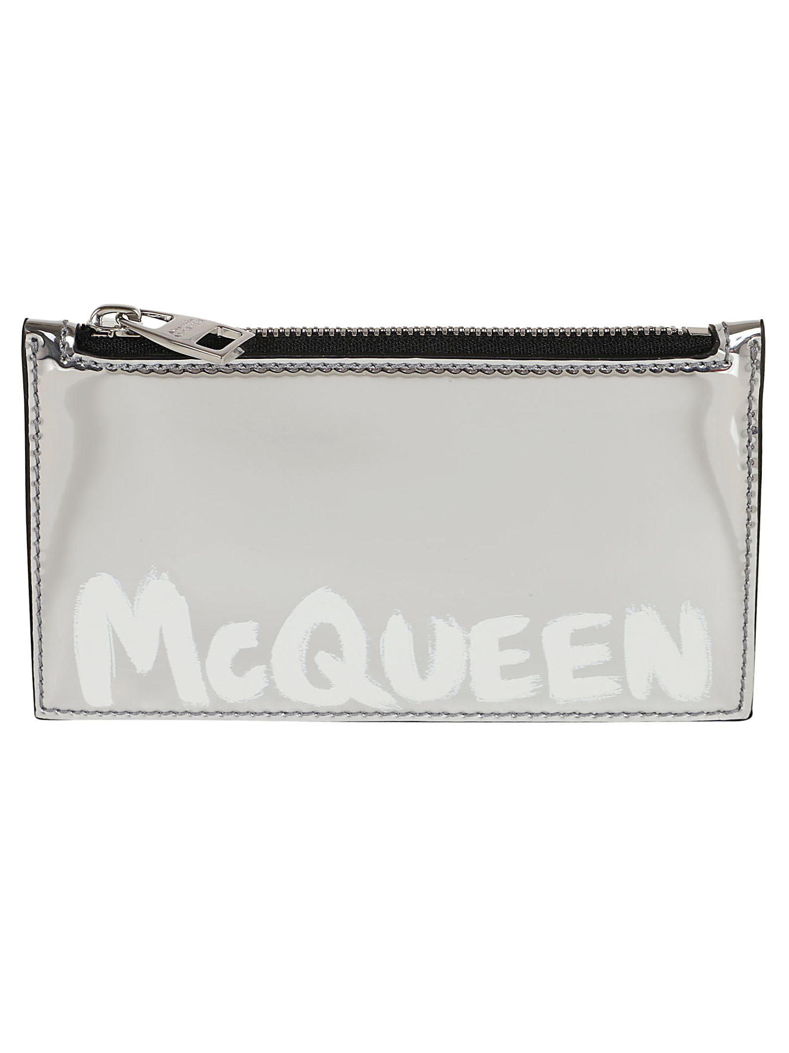 Silver Card-holder With Mcqueen Graffiti Logo In Laminated Leather Man