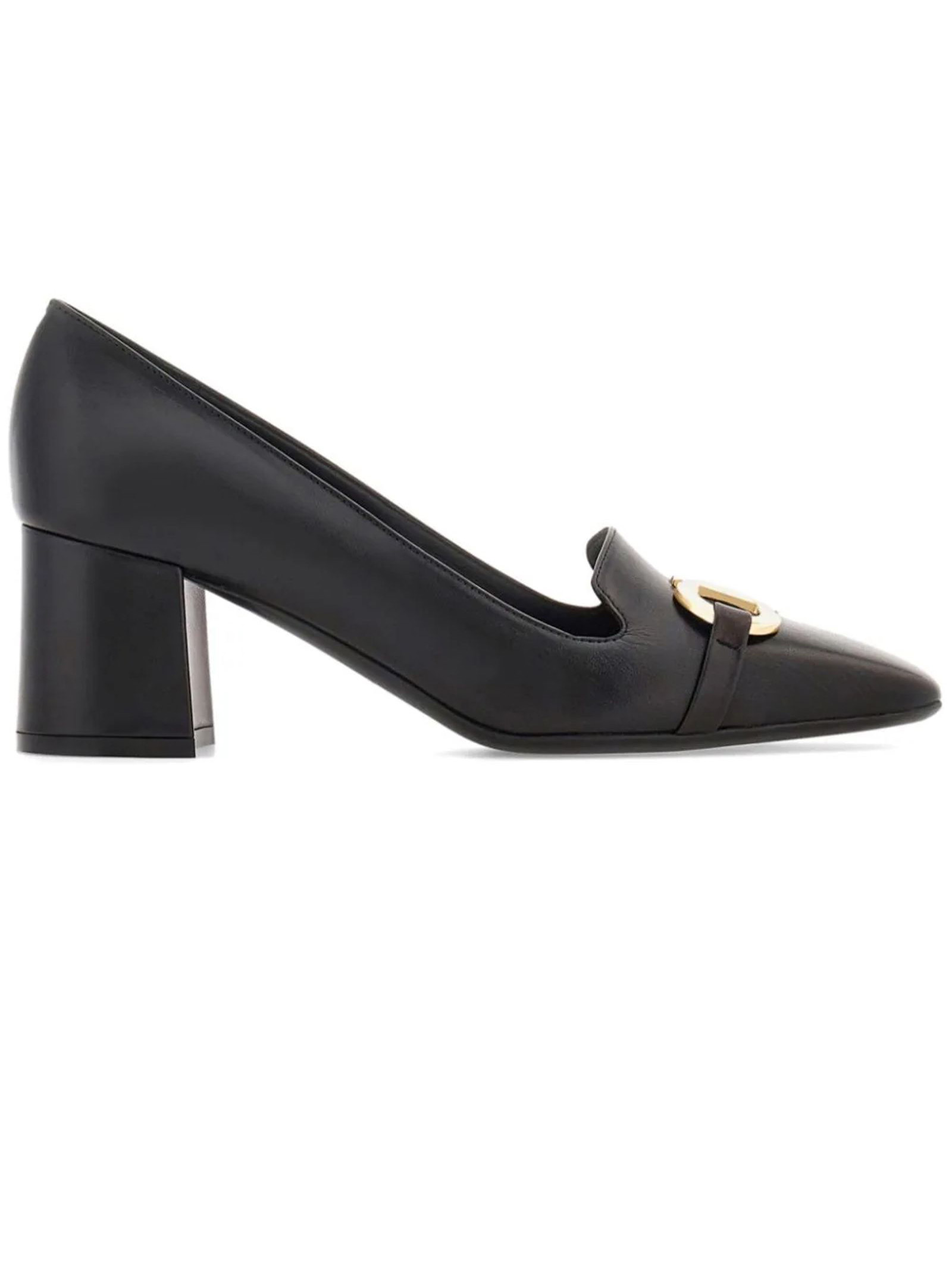 Black Lambskin Gancini Pumps