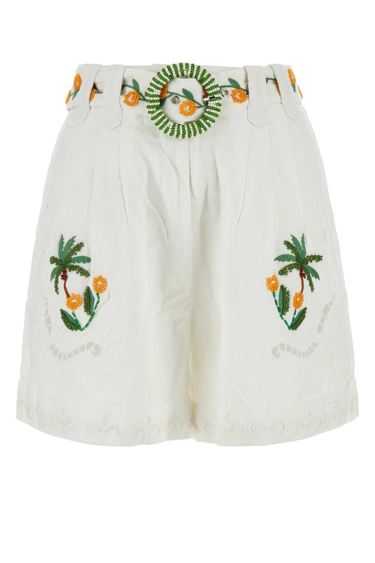 Farm Rio Coconut Tree Embroidered Short In Offwhite