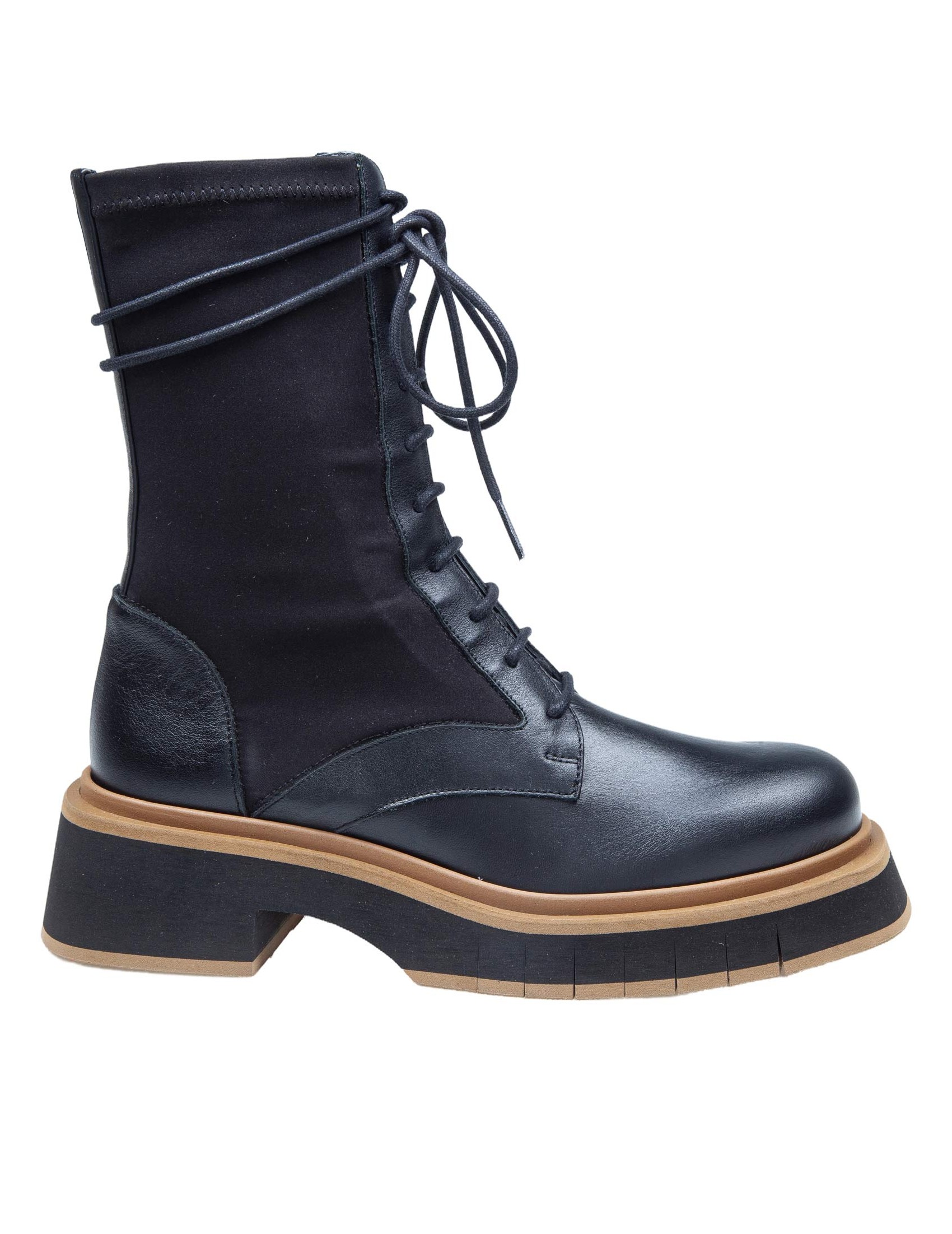 Paloma Barceló Black Leather And Stretch Fabric Ankle Boots