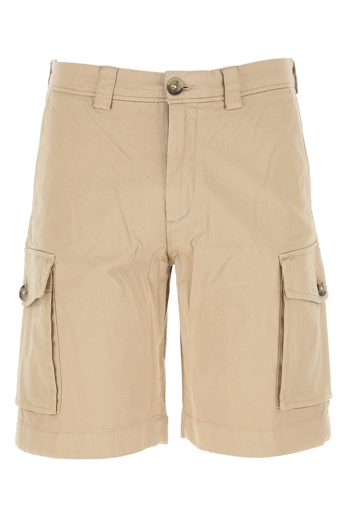 Beige Stretch Cotton Bermuda Shorts