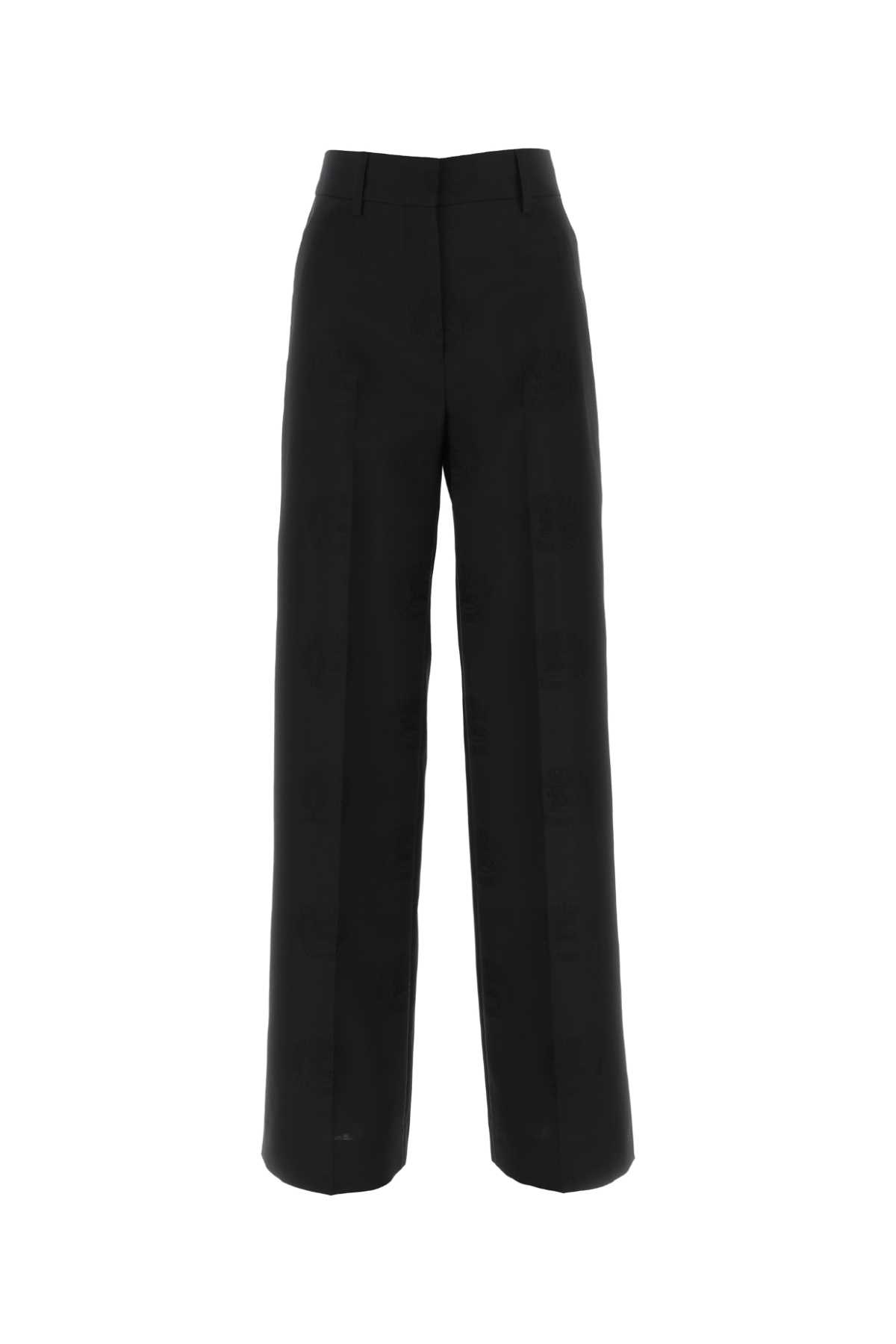 Black Wool Blend Wide-leg Pant