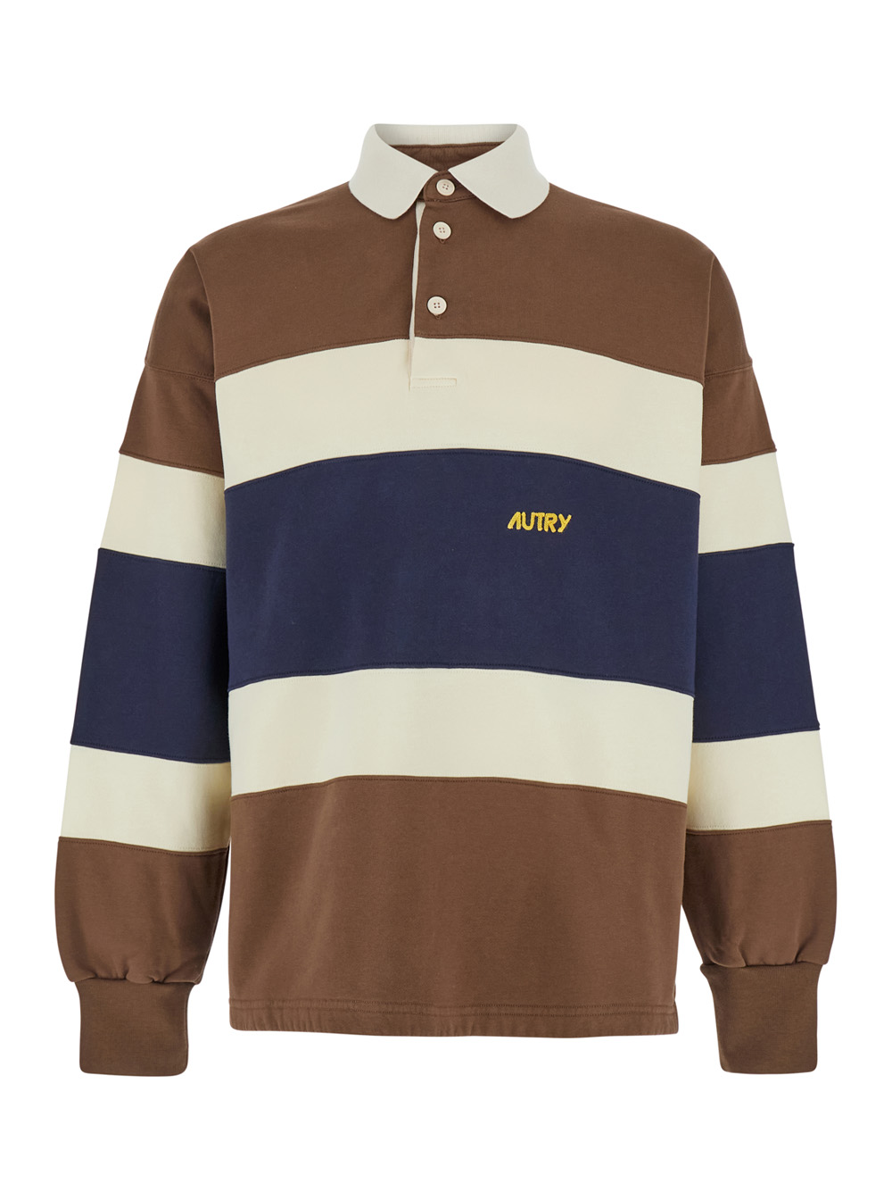 Multicolor Long Sleeve Striped Polo Shirt In Cotton Man