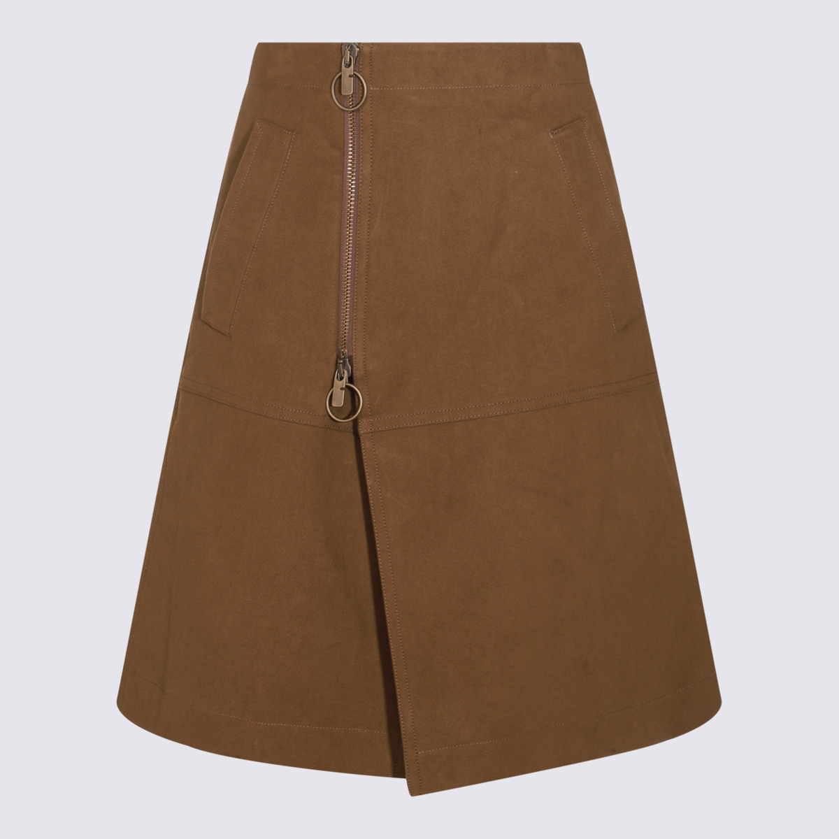 Brown Cotton Midi Skirt