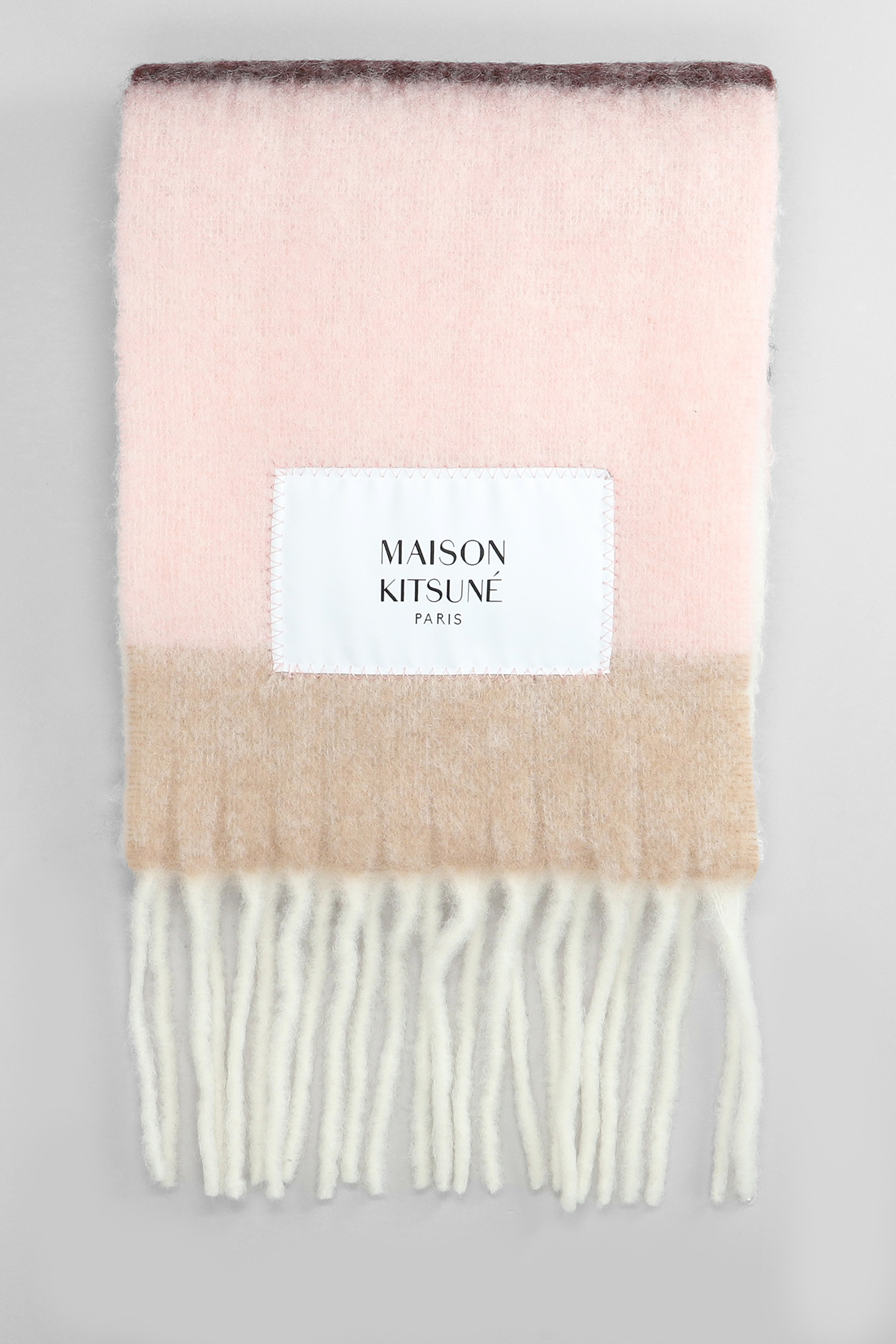 Maison Kitsuné Scarve In Rose-pink Wool