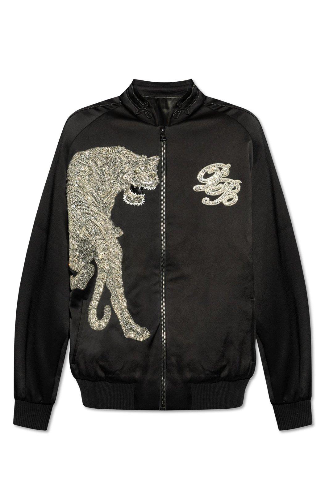 Logo Embellished Bomber Jacket