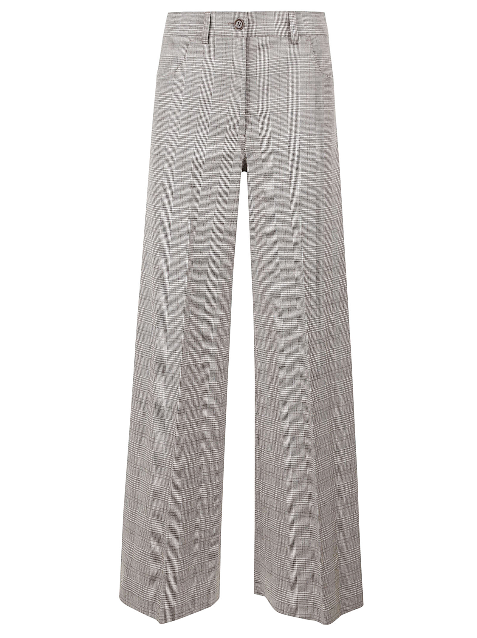 Straight Leg Check Patterned Trousers