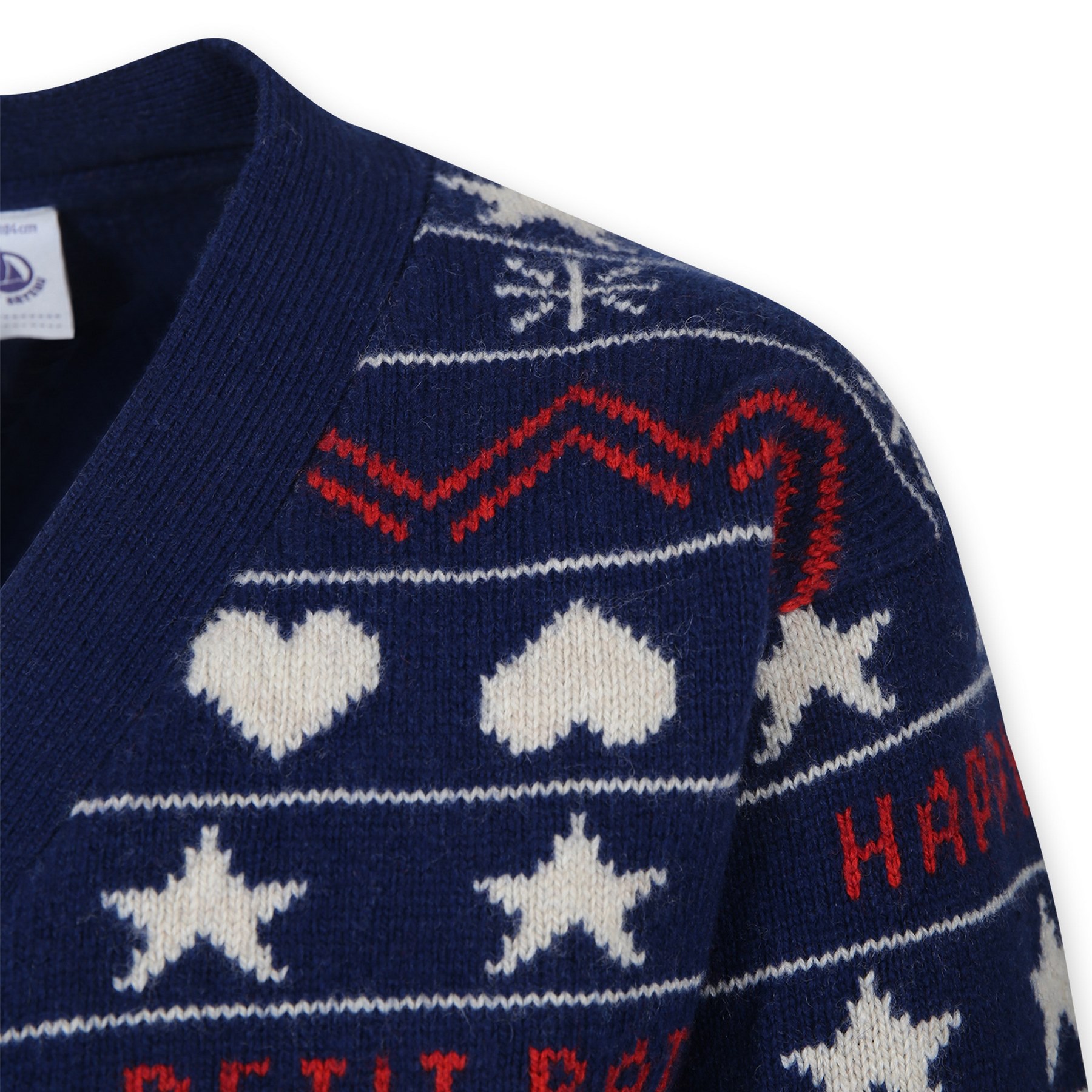 Petit Bateau Jacquard Cardigan In Blue