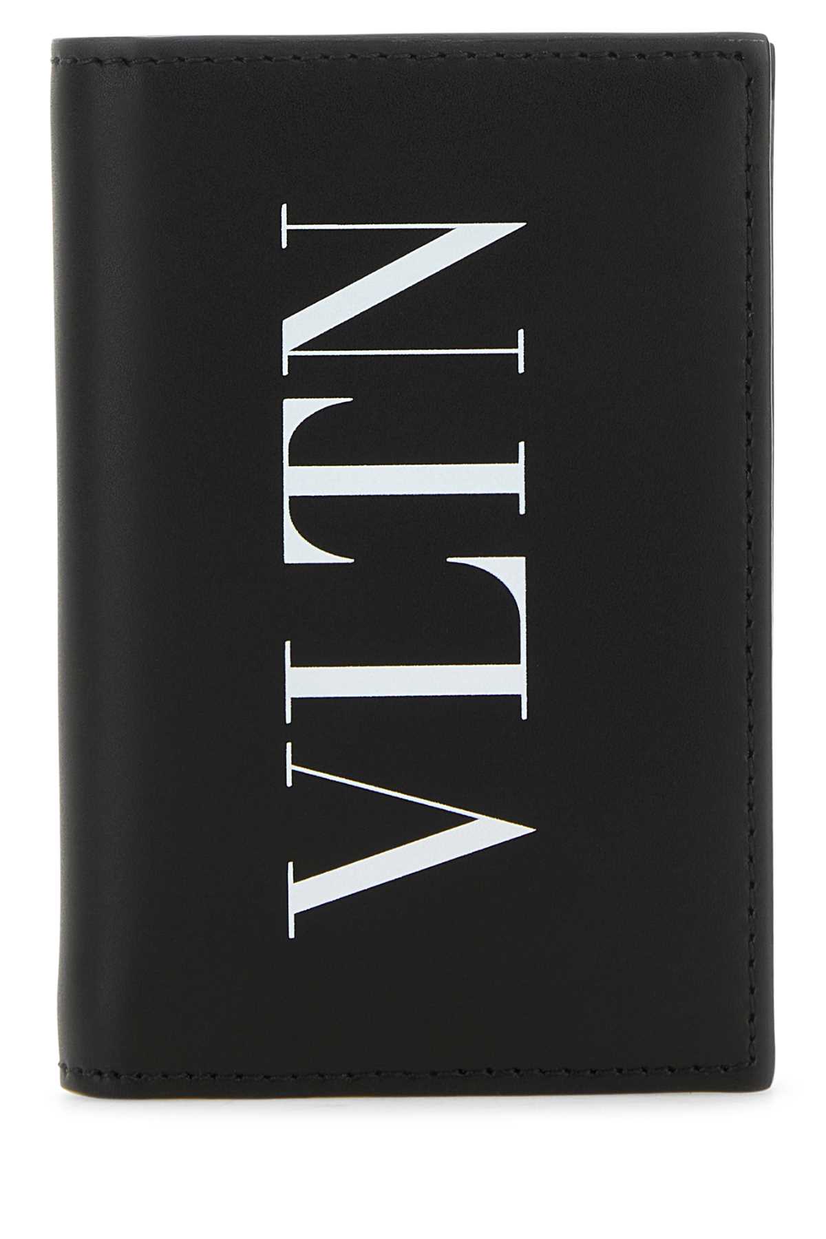 Black Leather Vltn Card Holder