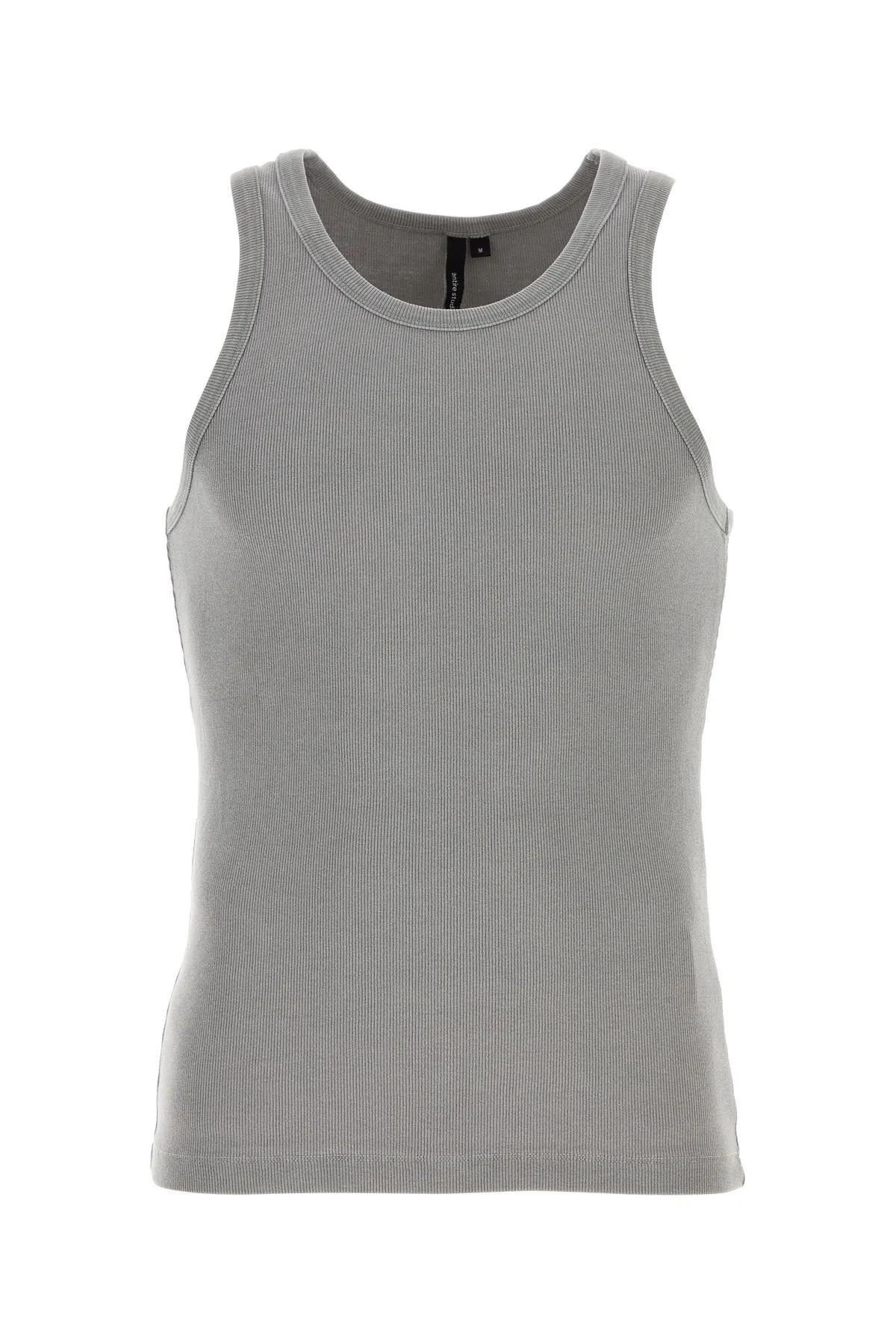 Grey Stretch Cotton Tank Top