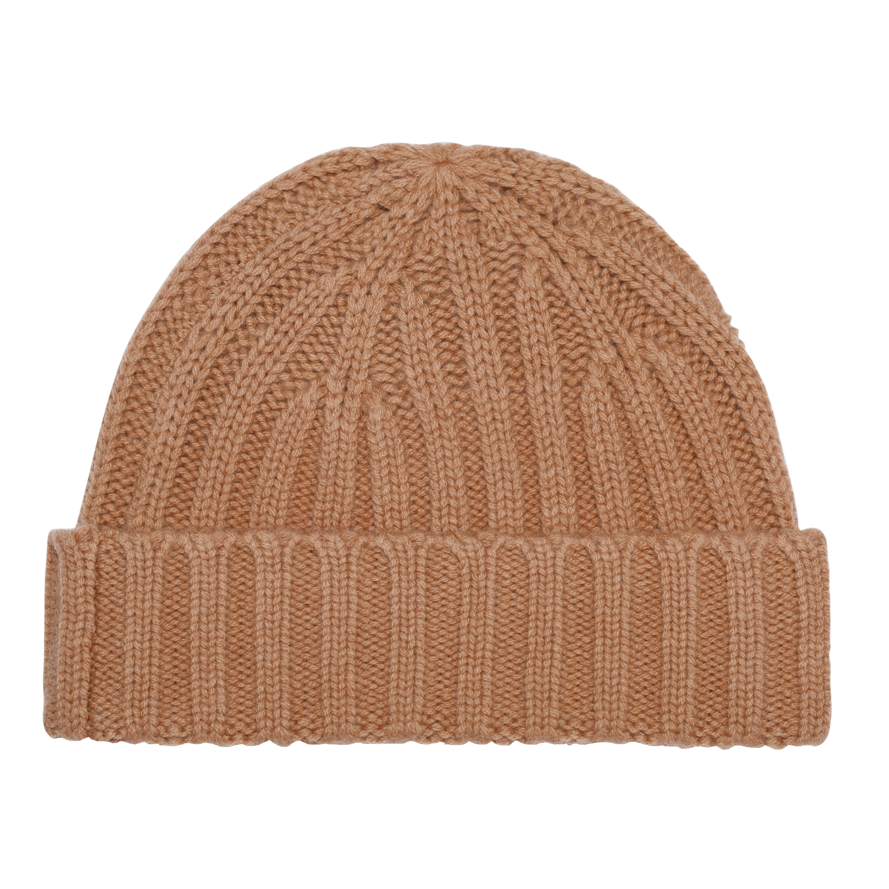 Camel Ribbed Cashmere Beanie