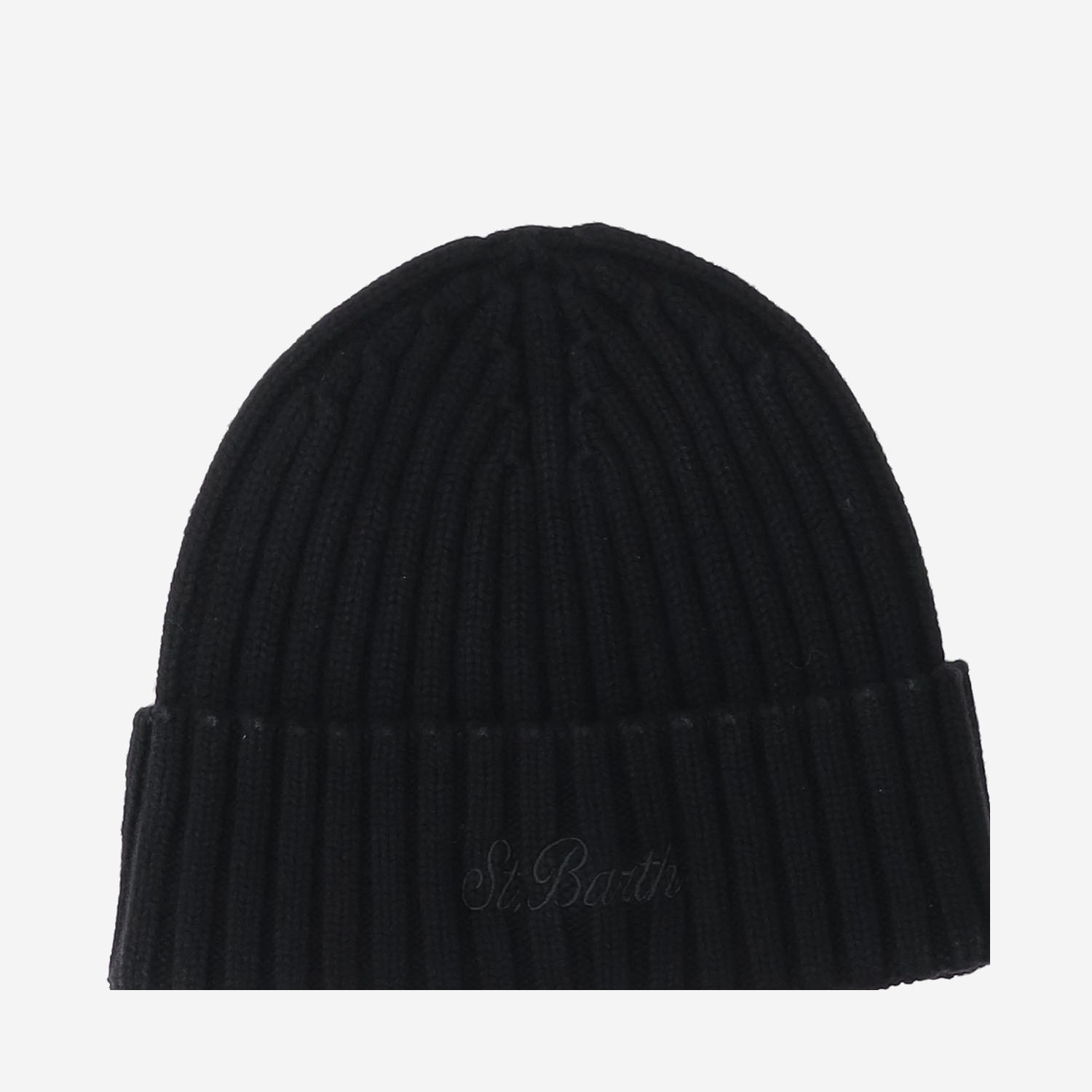 Mc2 Saint Barth Wool Blend Beanie With Logo In Black