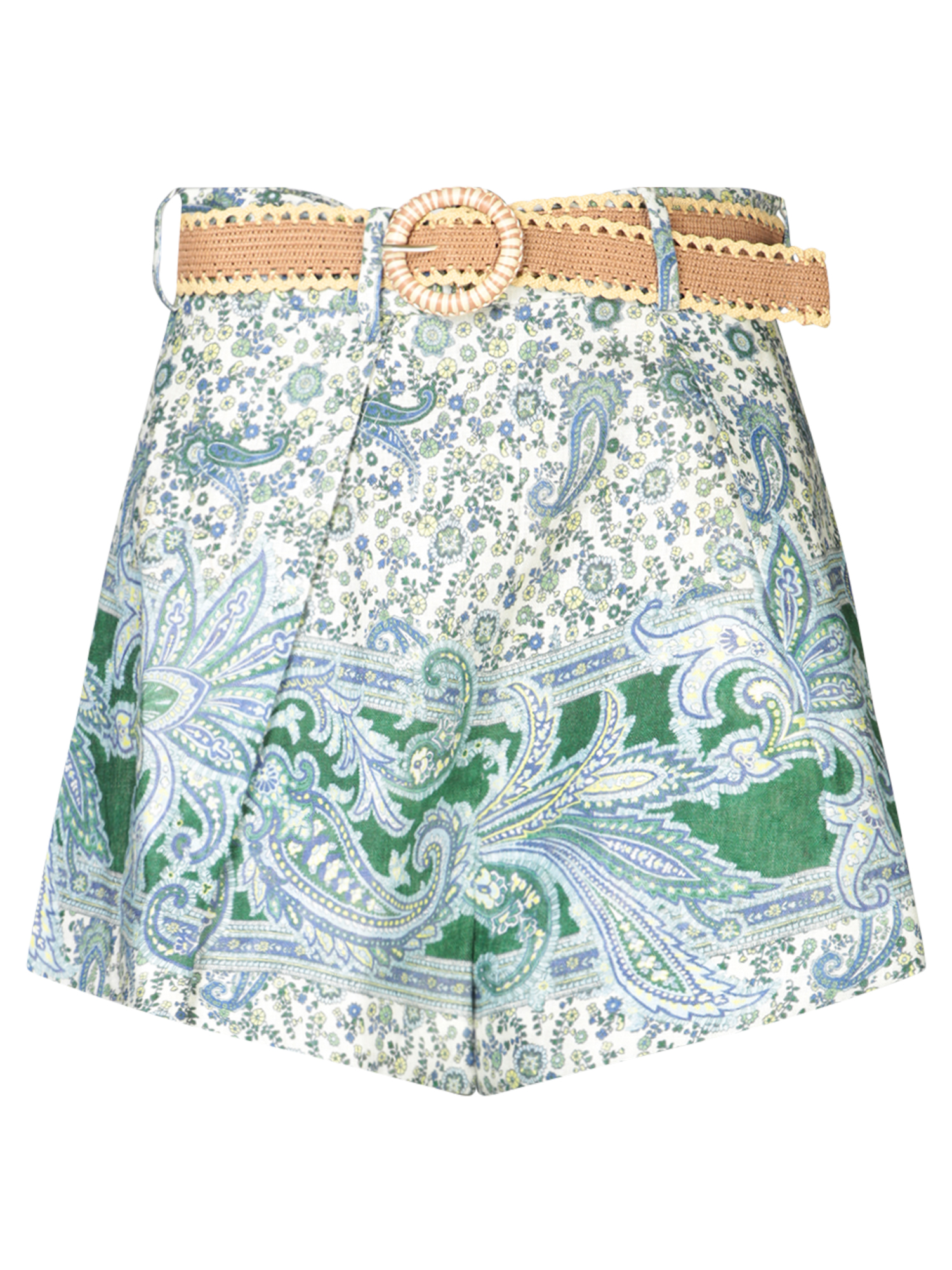 Ottie Tuck Paisley Aqua Green Shorts