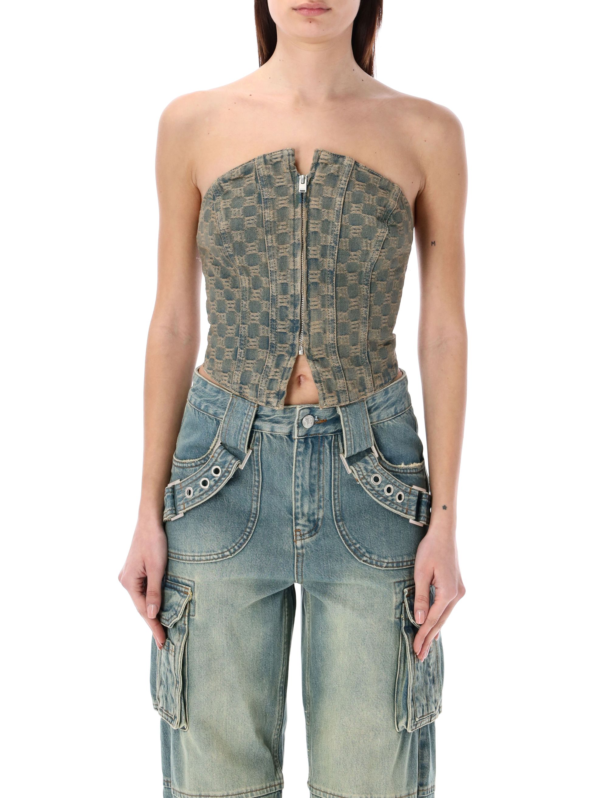 Jacquard Monogram Denim Corset