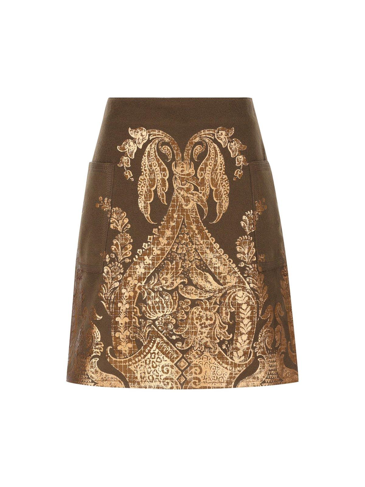 Metallic Printed Mini Skirt