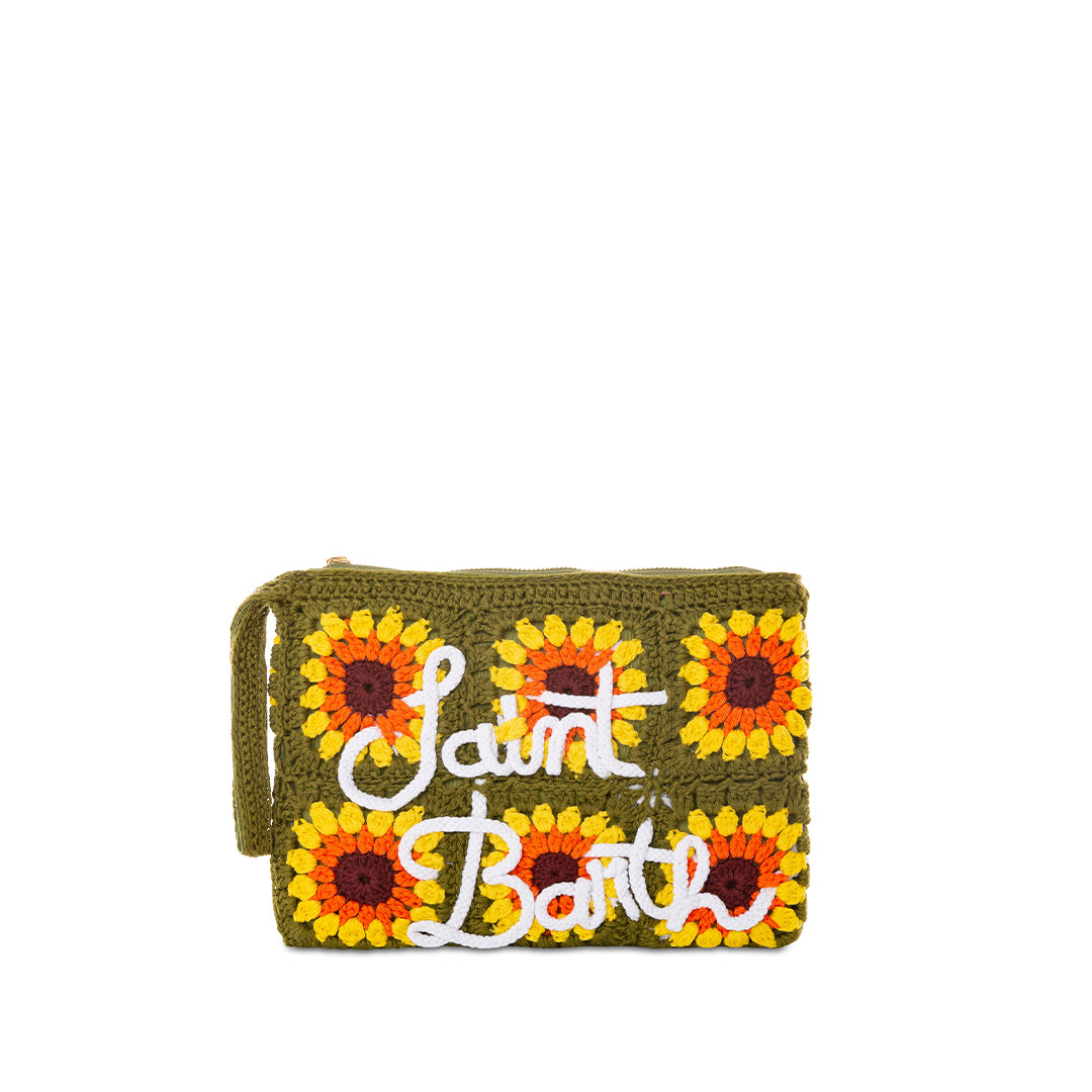 Parisienne Crochet Pouch Bag With Sunflower Embroidery