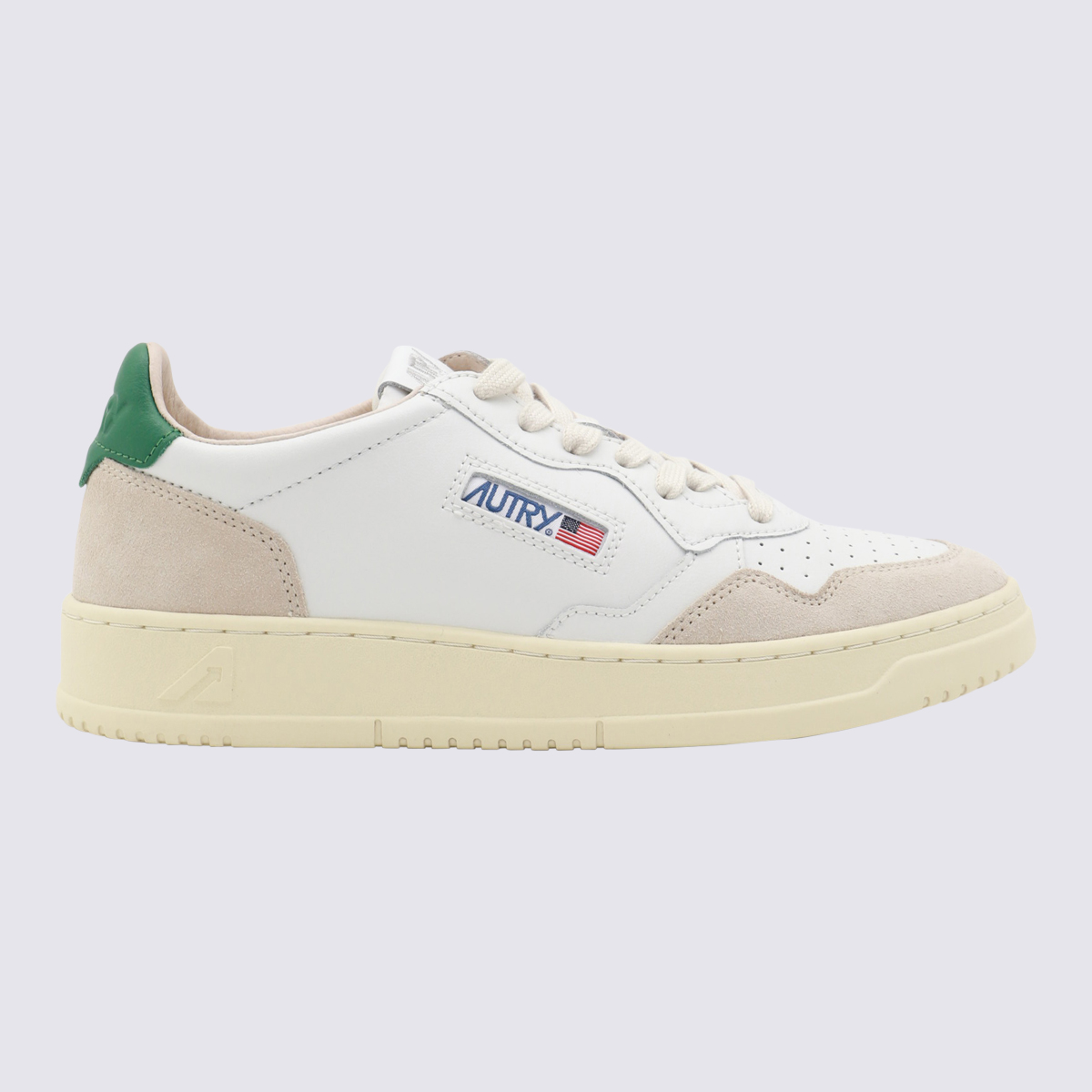 White And Green Leather Sneakers