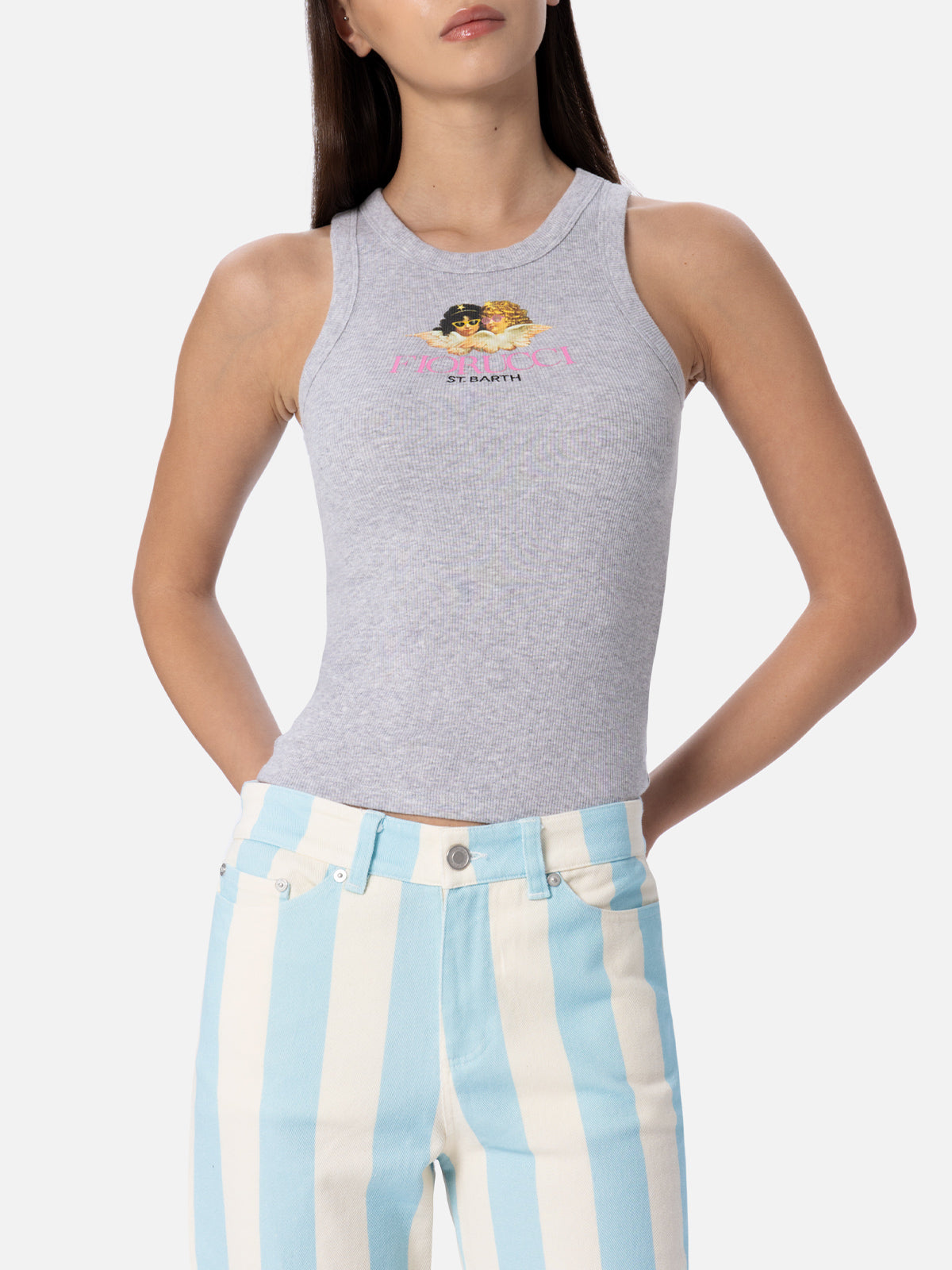 Woman Rib-knit Cotton Tank Top Fiorucci Special Edition