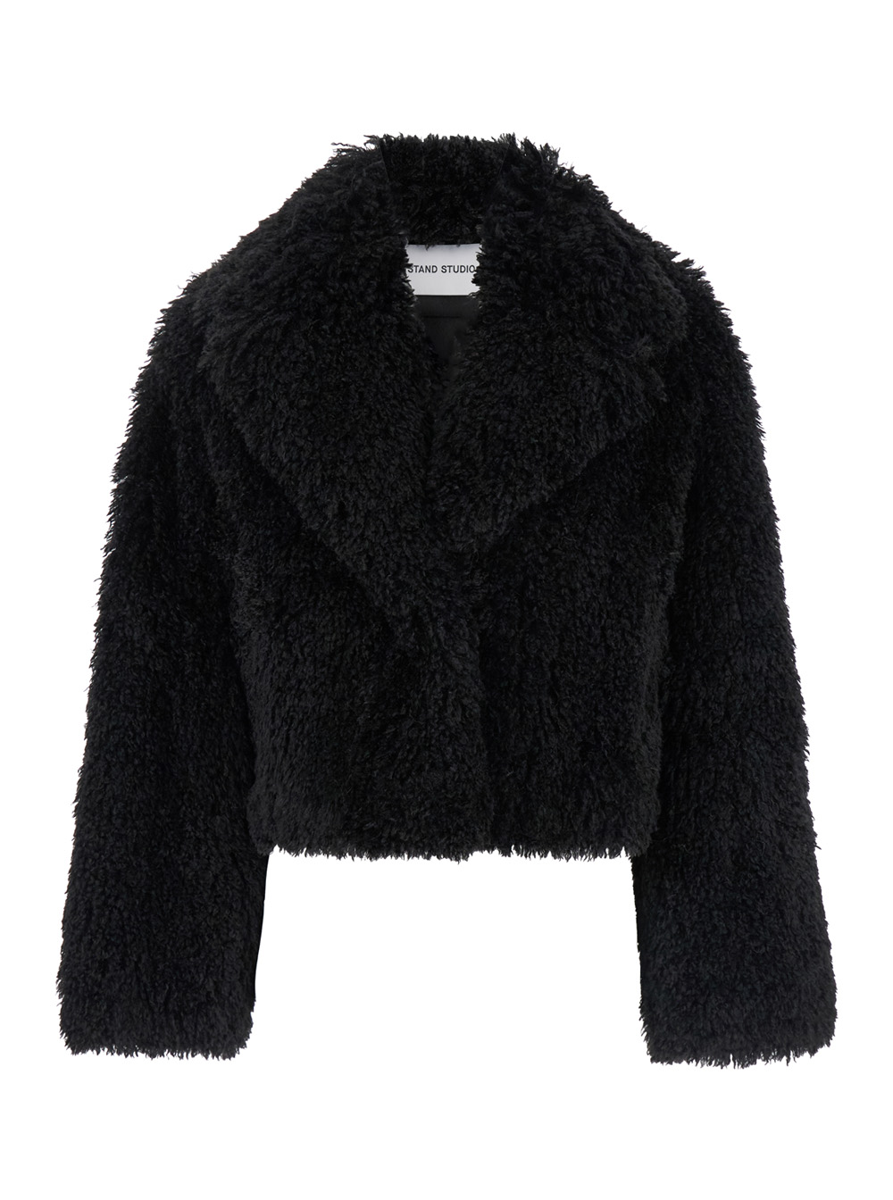 samara Black Crop Jacket In Faux Fur Woman