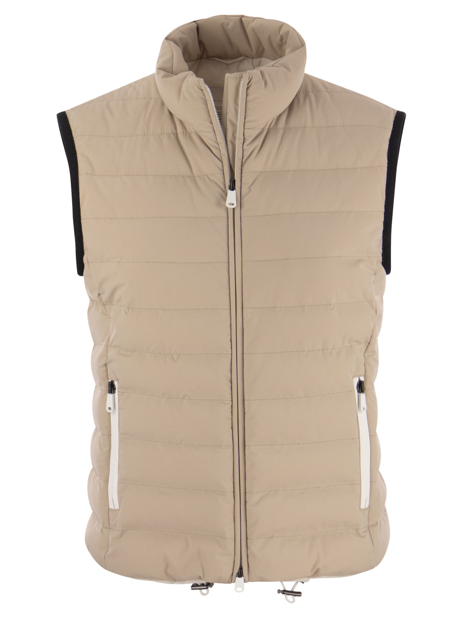 Sleeveless Down Jacket In Membraned Nylon