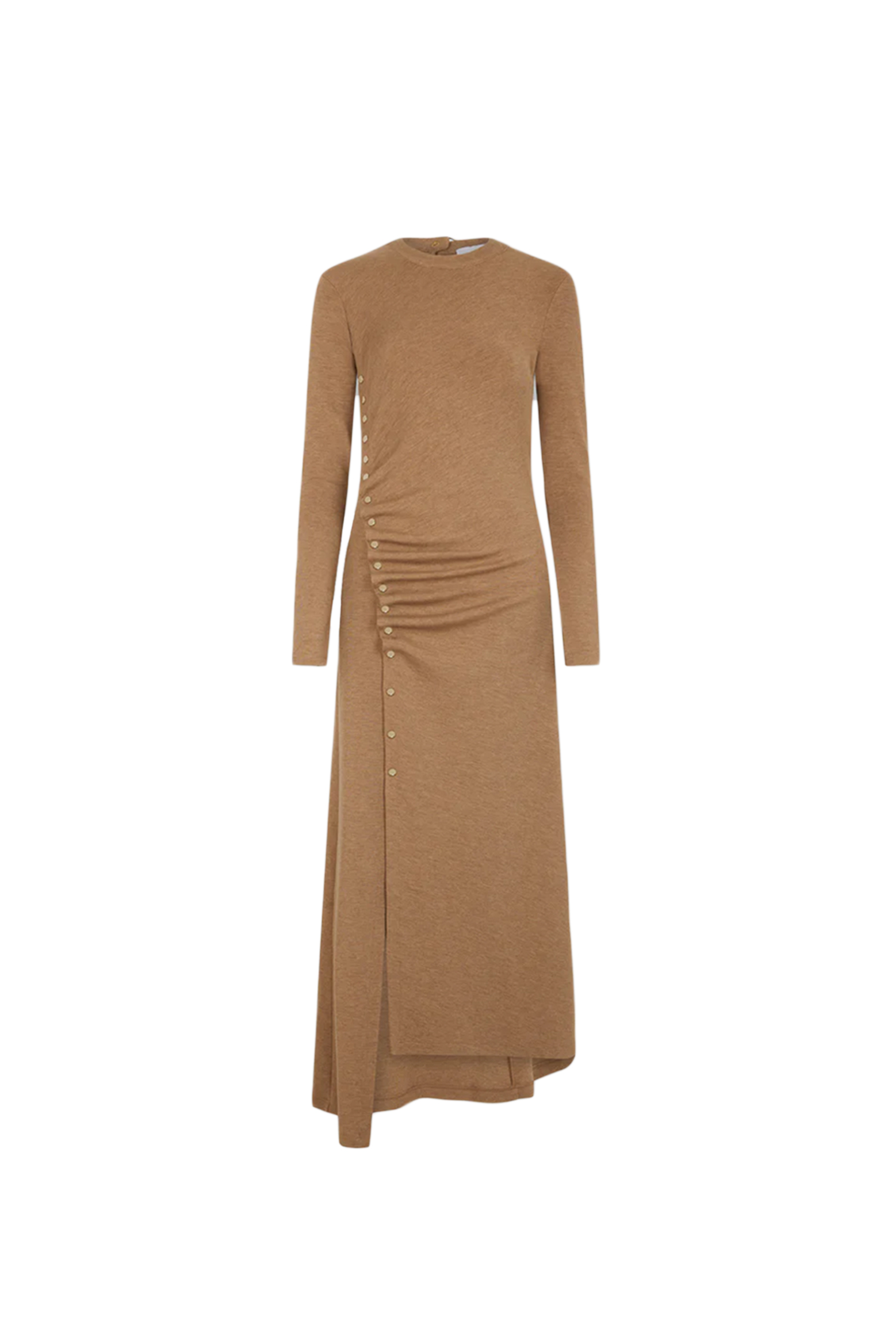 Rabanne Button-detailed Stretch-wool Midi Dress In Beige