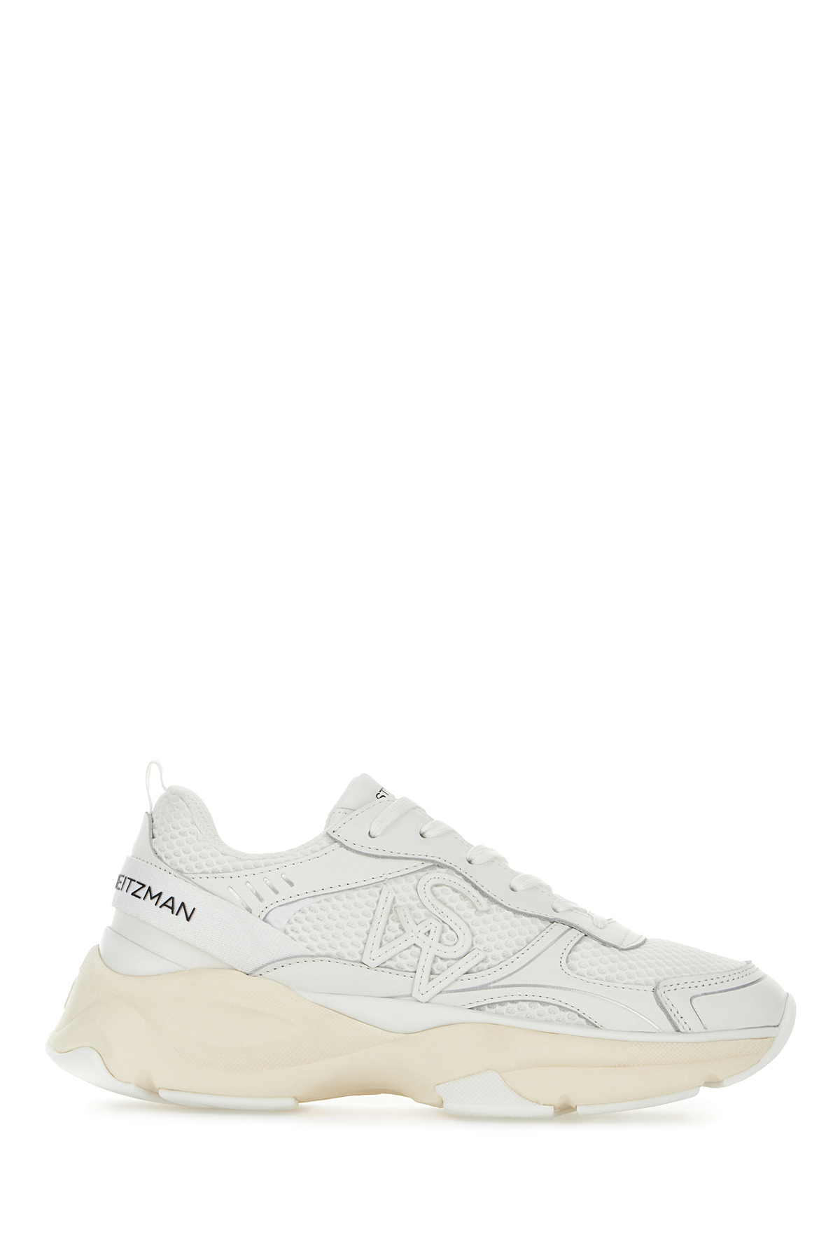 White Leather And Mesh Sneakers