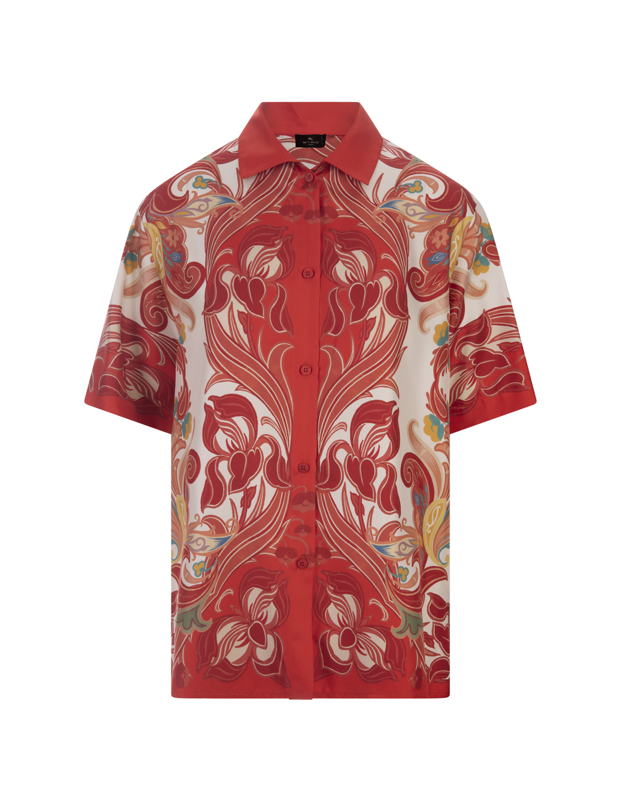 Printed Red Silk Shirt