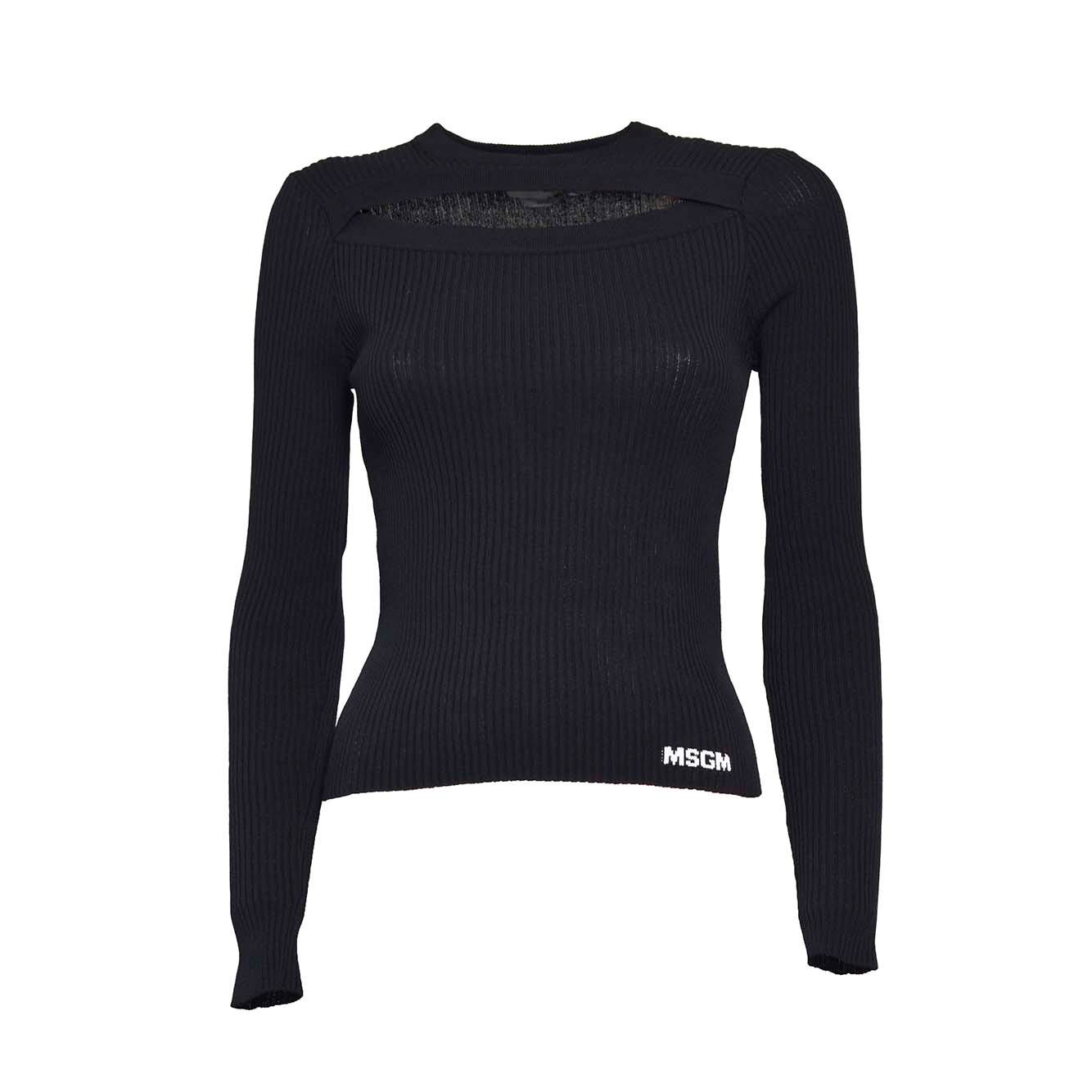 Cut-out Ribbed-knit Crewneck Jumper