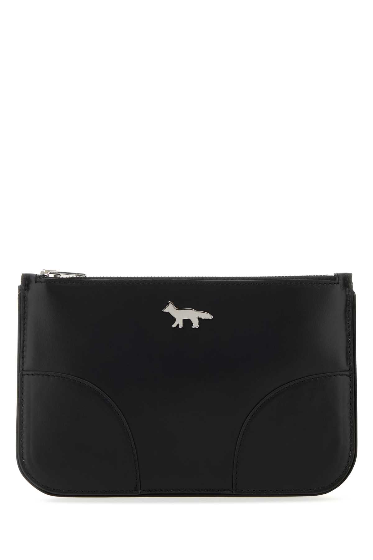 Maison Kitsuné Black Leather Boogie Pouch