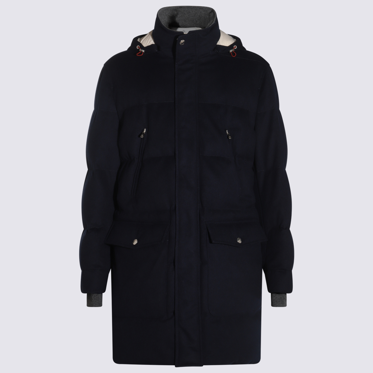 Dark Blue Wool Down Jacket