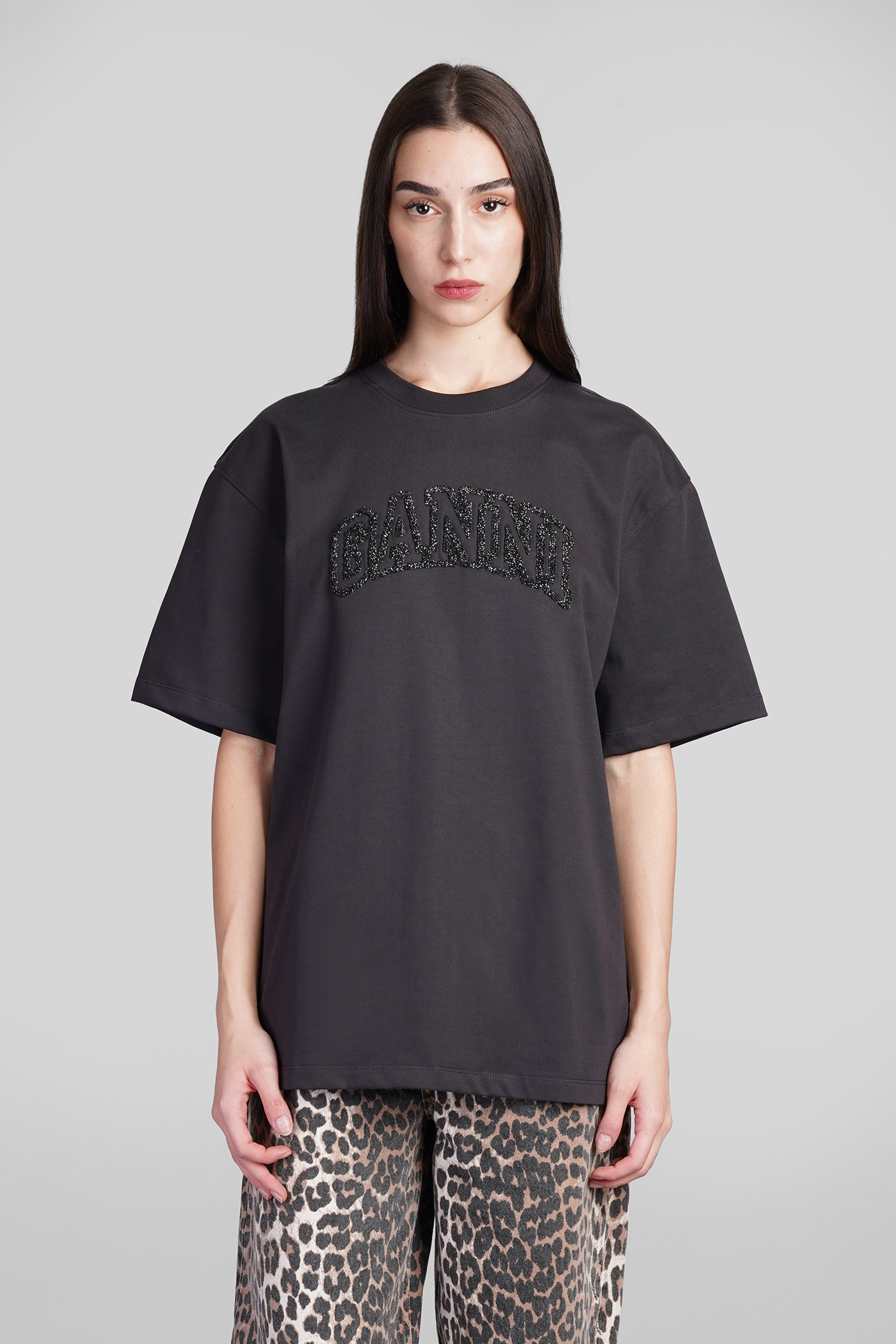 T-shirt In Black Cotton