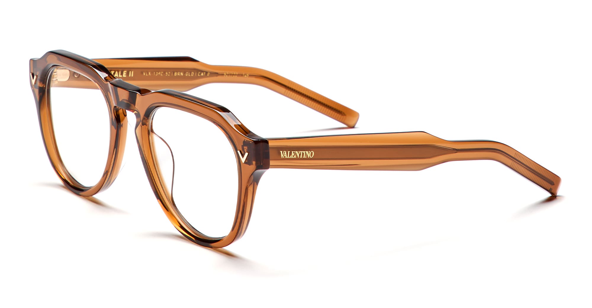 Valentino V-tale-ii - Crystal Brown / Light Gold Rx Glasses In Brown