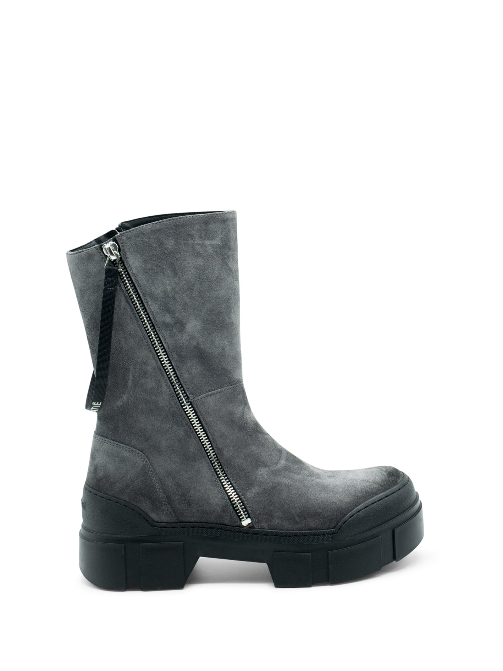 Vic Matié Grey Leather Ankle Boot With Zip