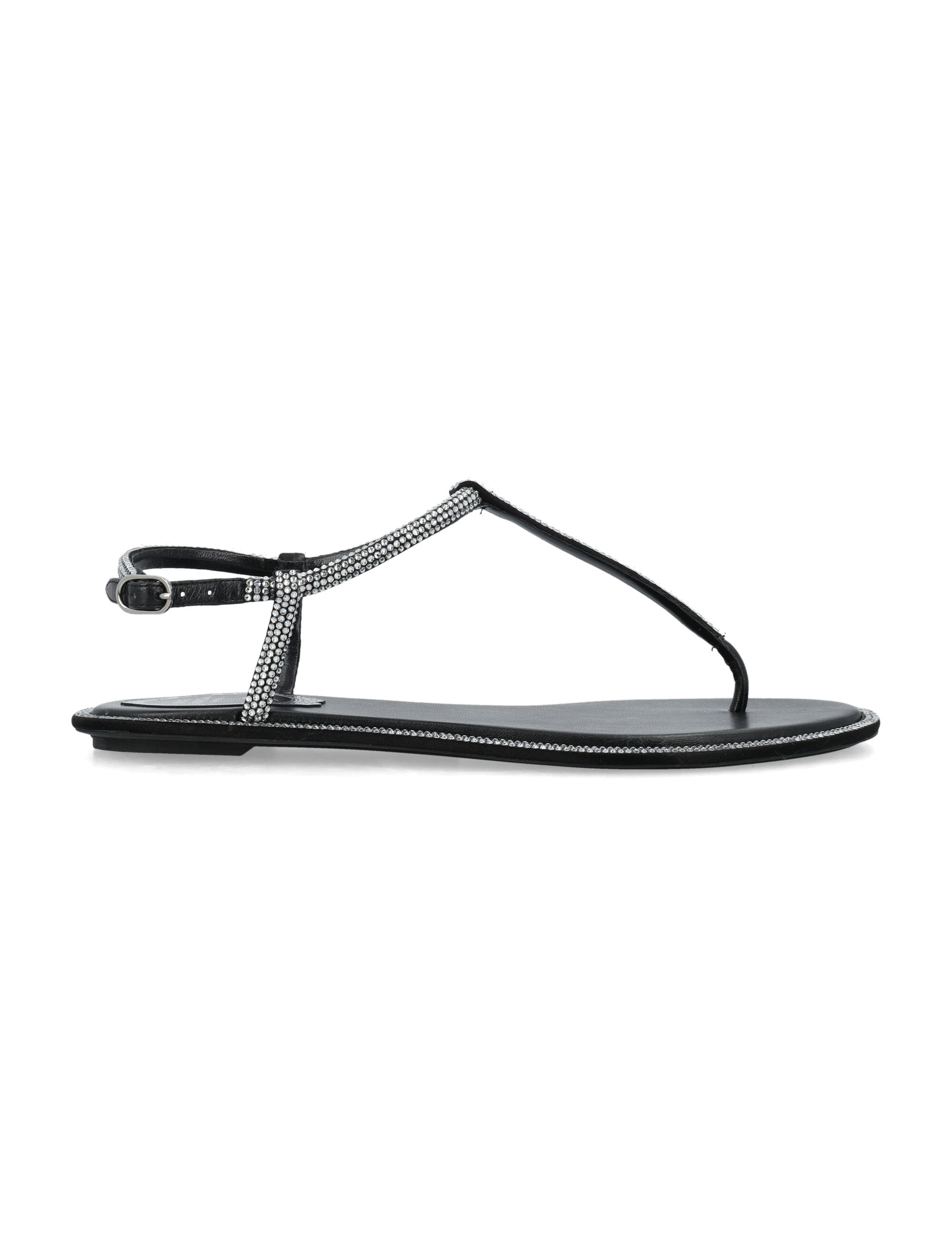 René Caovilla Satin Diana Flat Jewel Sandals