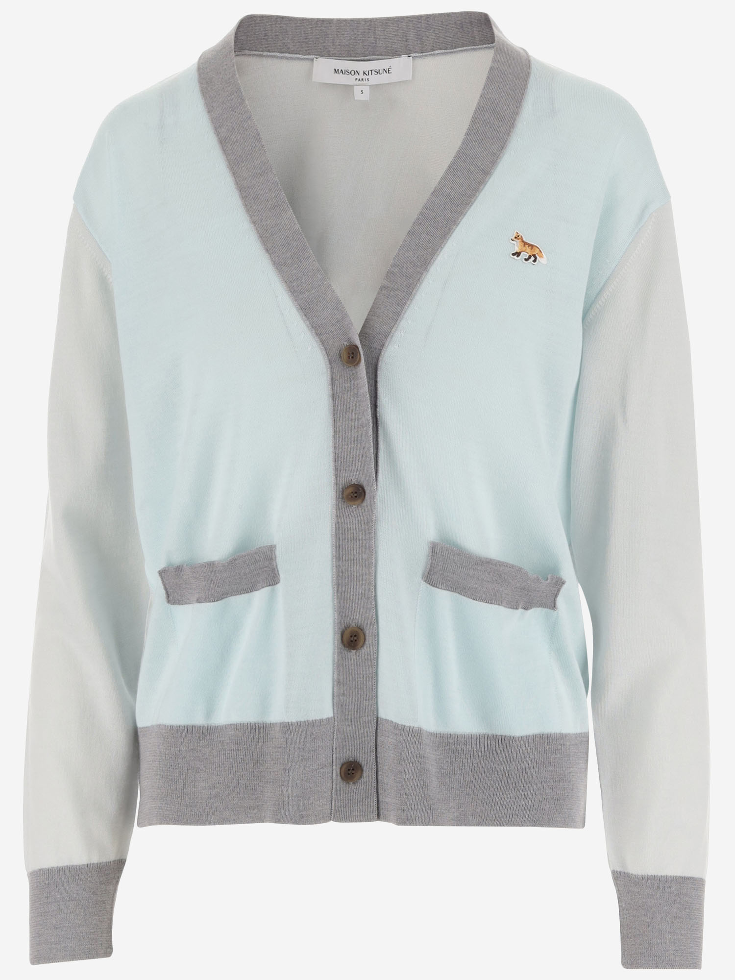 Maison Kitsuné Wool Cardigan With Fox Patch