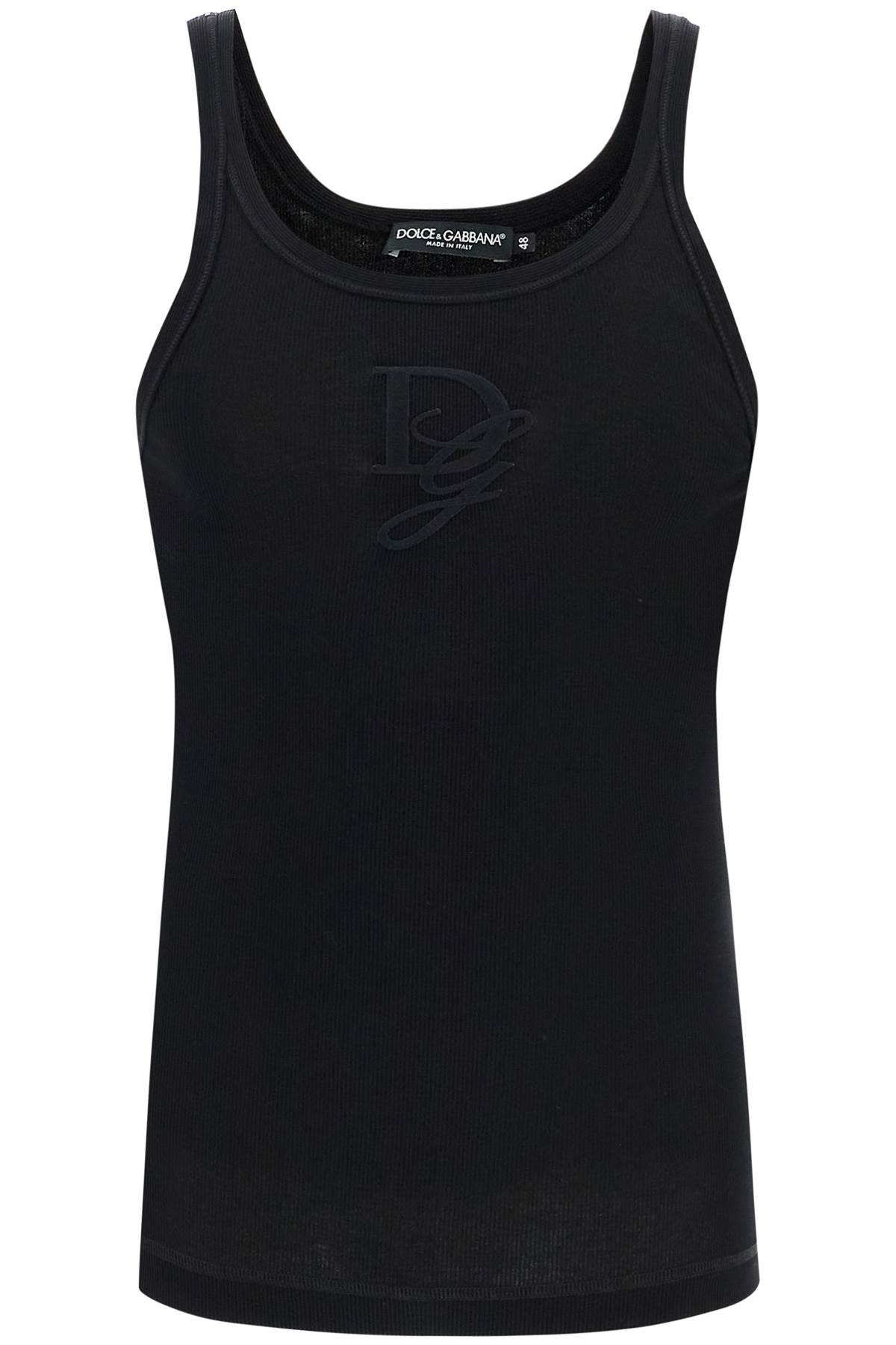 Dolce & Gabbana Men Logo Embroidery Tank Top In Nero (black)