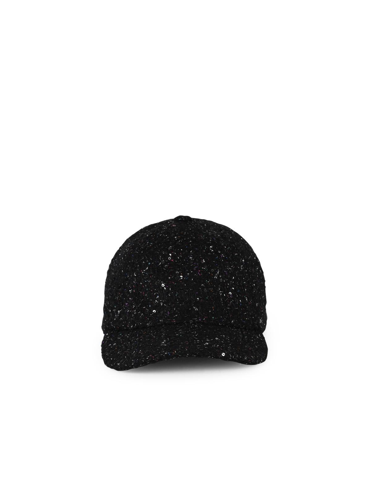 Black Cotton Blend Cap