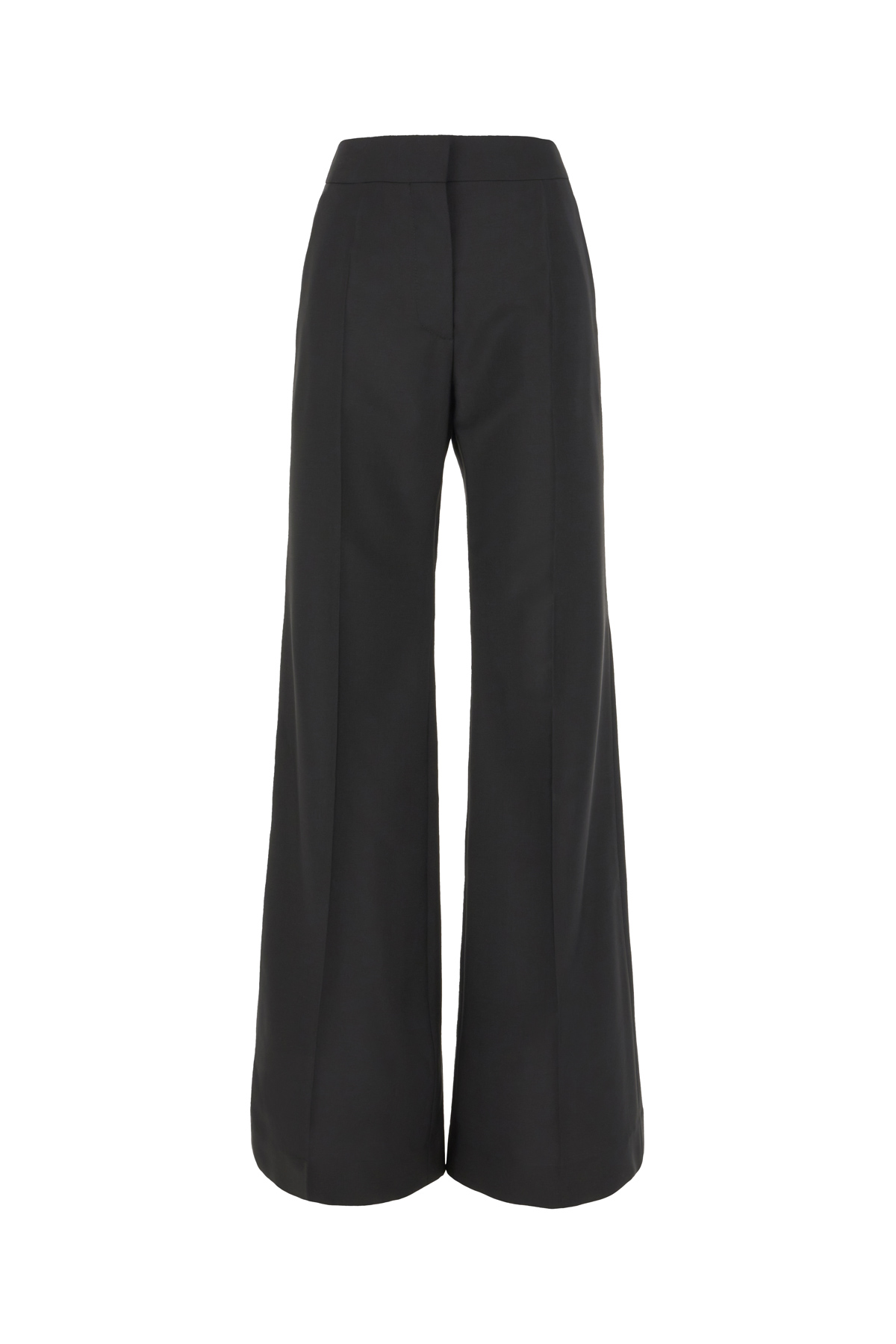 Black Wool Blend Flared Leg Pant