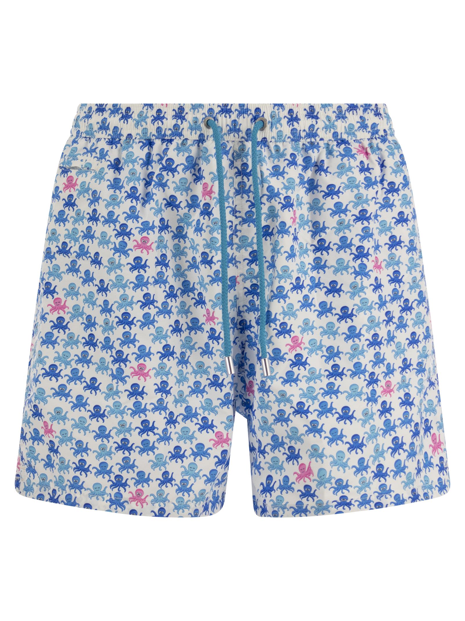 Lightweight Fabric Swim Boxer Shorts With Print