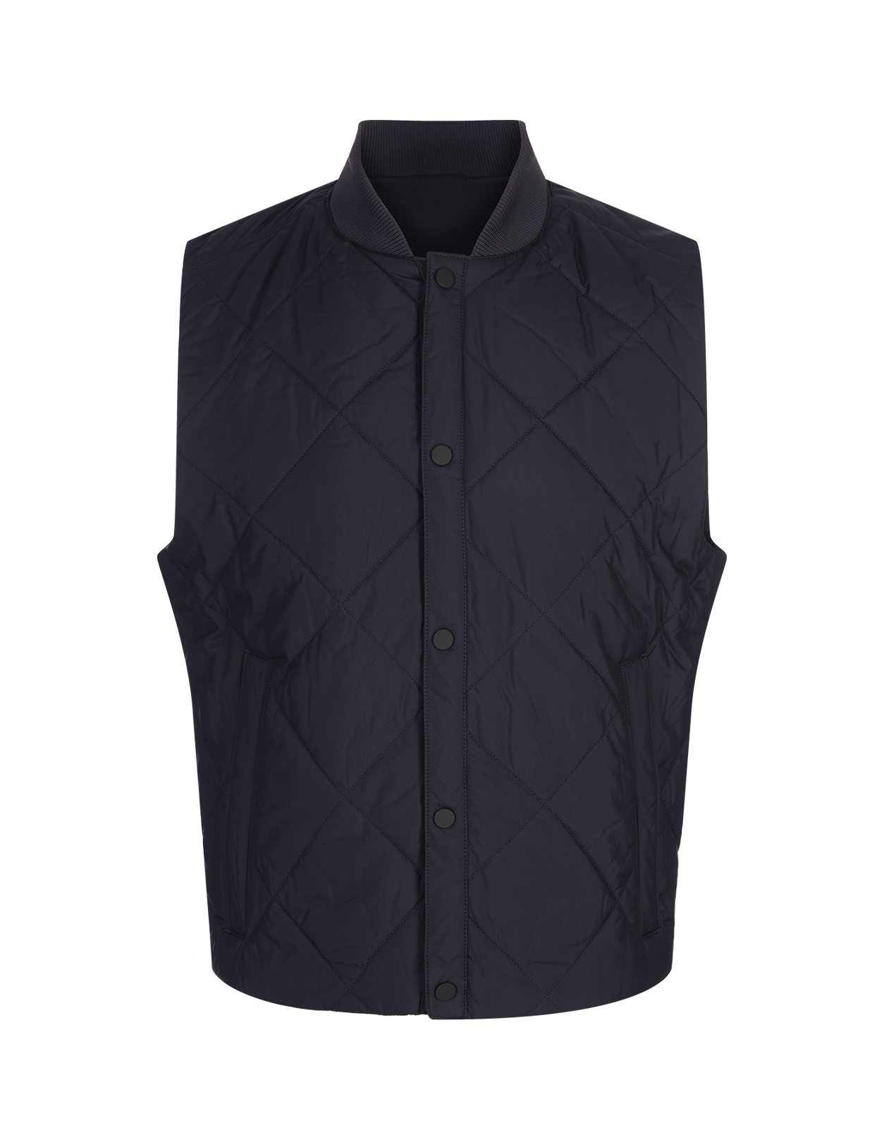 Dark Blue Waterproof Gilet With Rhombus Stitching