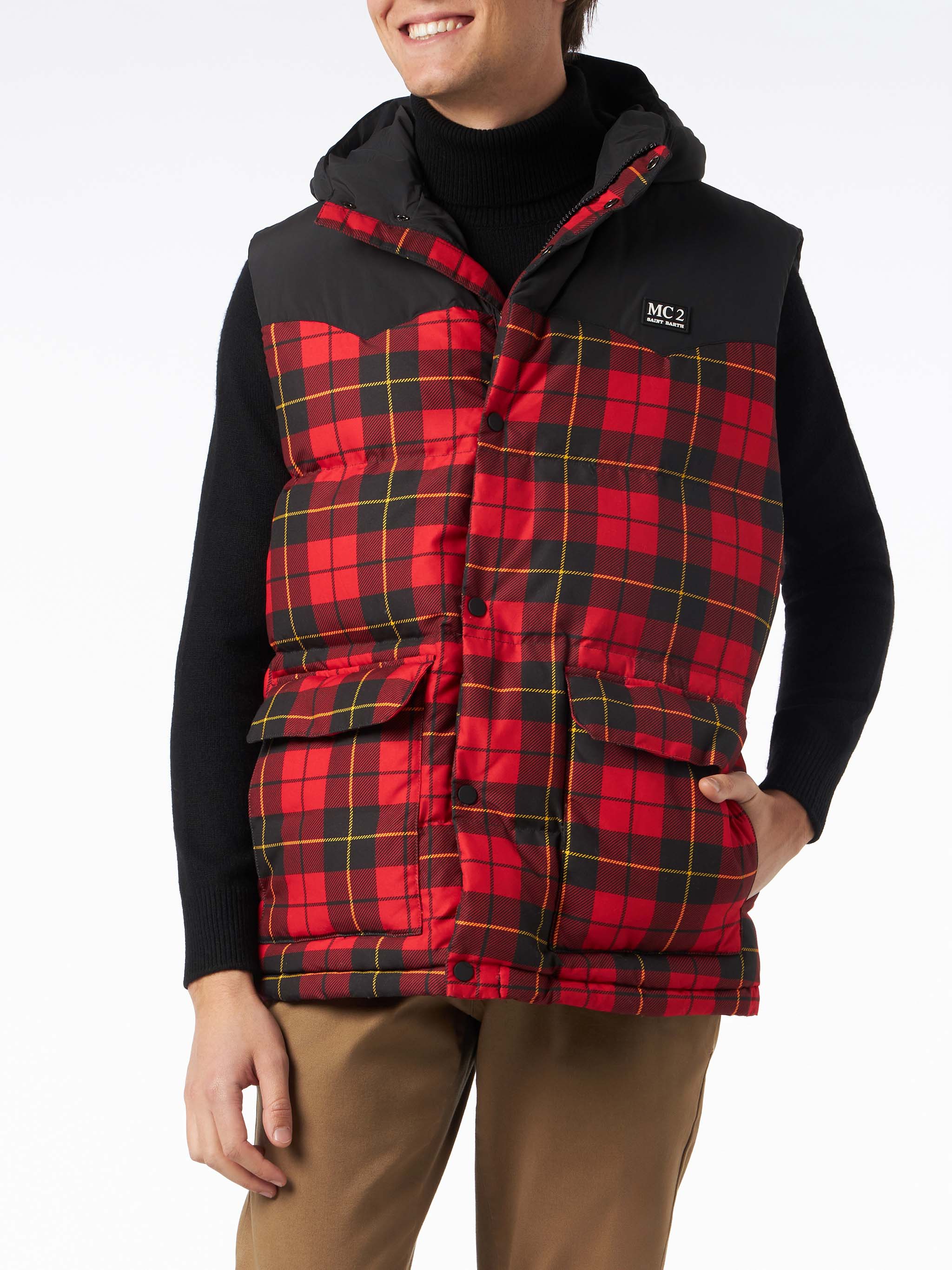 Man Tartan Down Vest