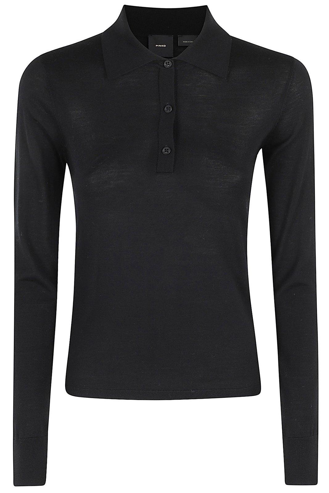 Liquoroso Long-sleeved Knitted Polo Shirt