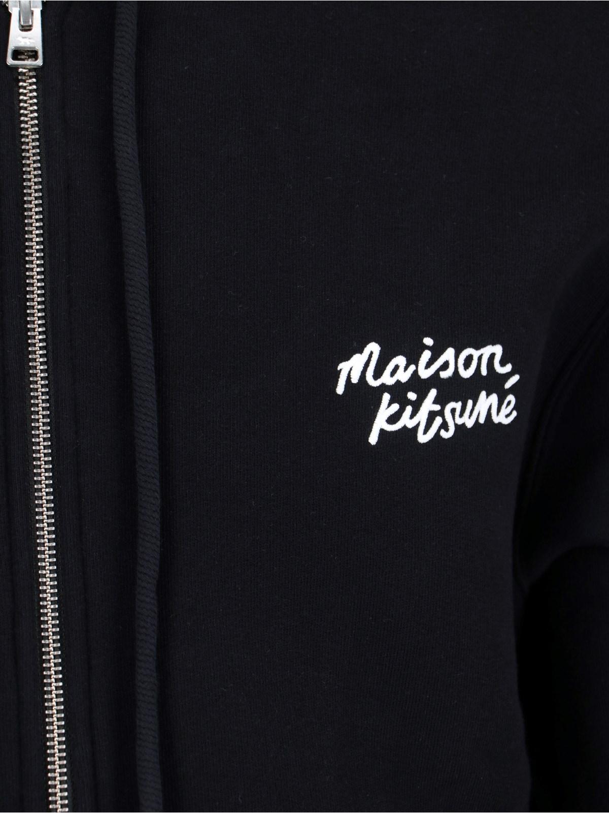 Maison Kitsuné Logo Embroidery Zipped Hoodie