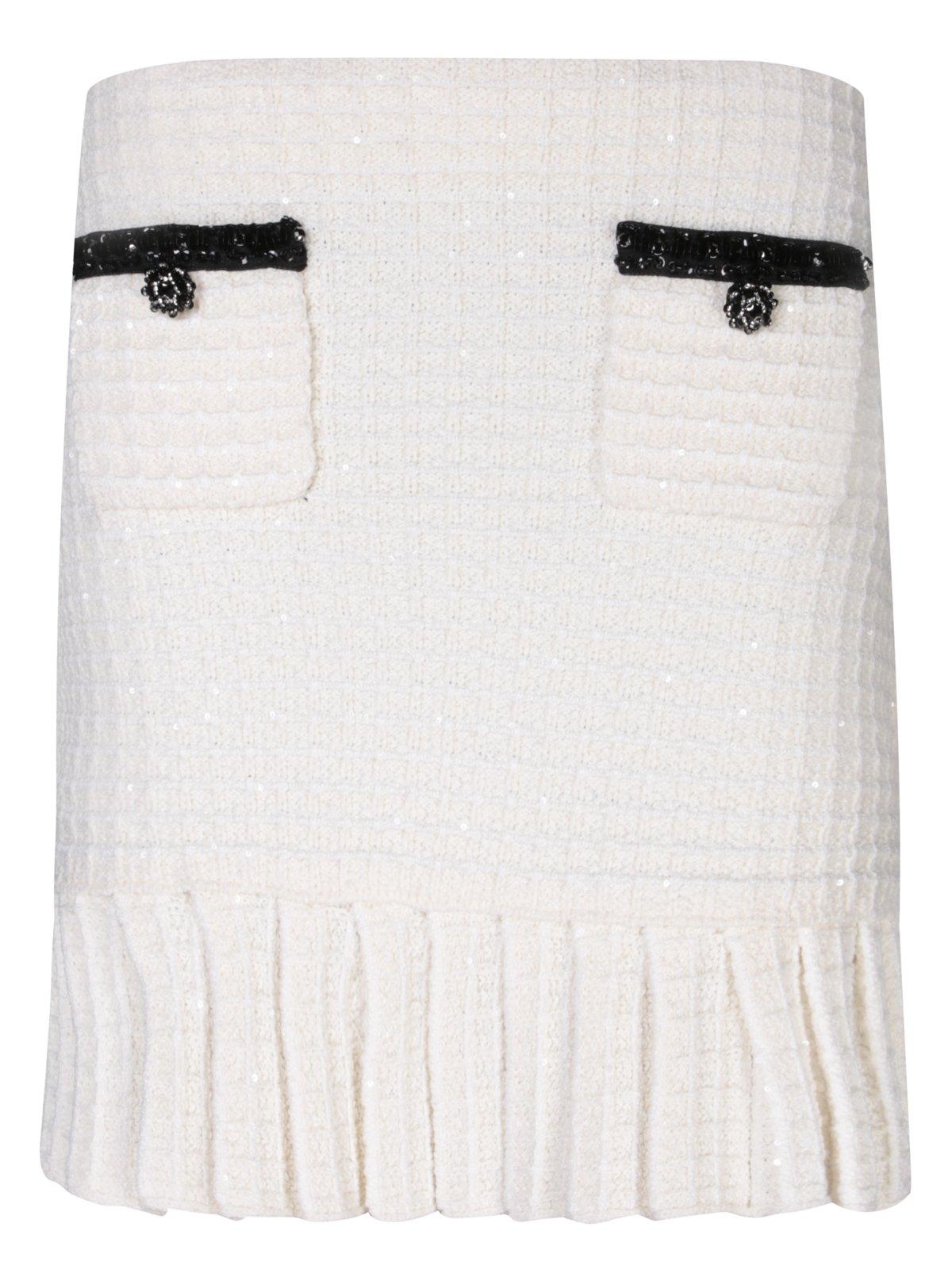 Textured Knitted Pleated Hem Mini Skirt