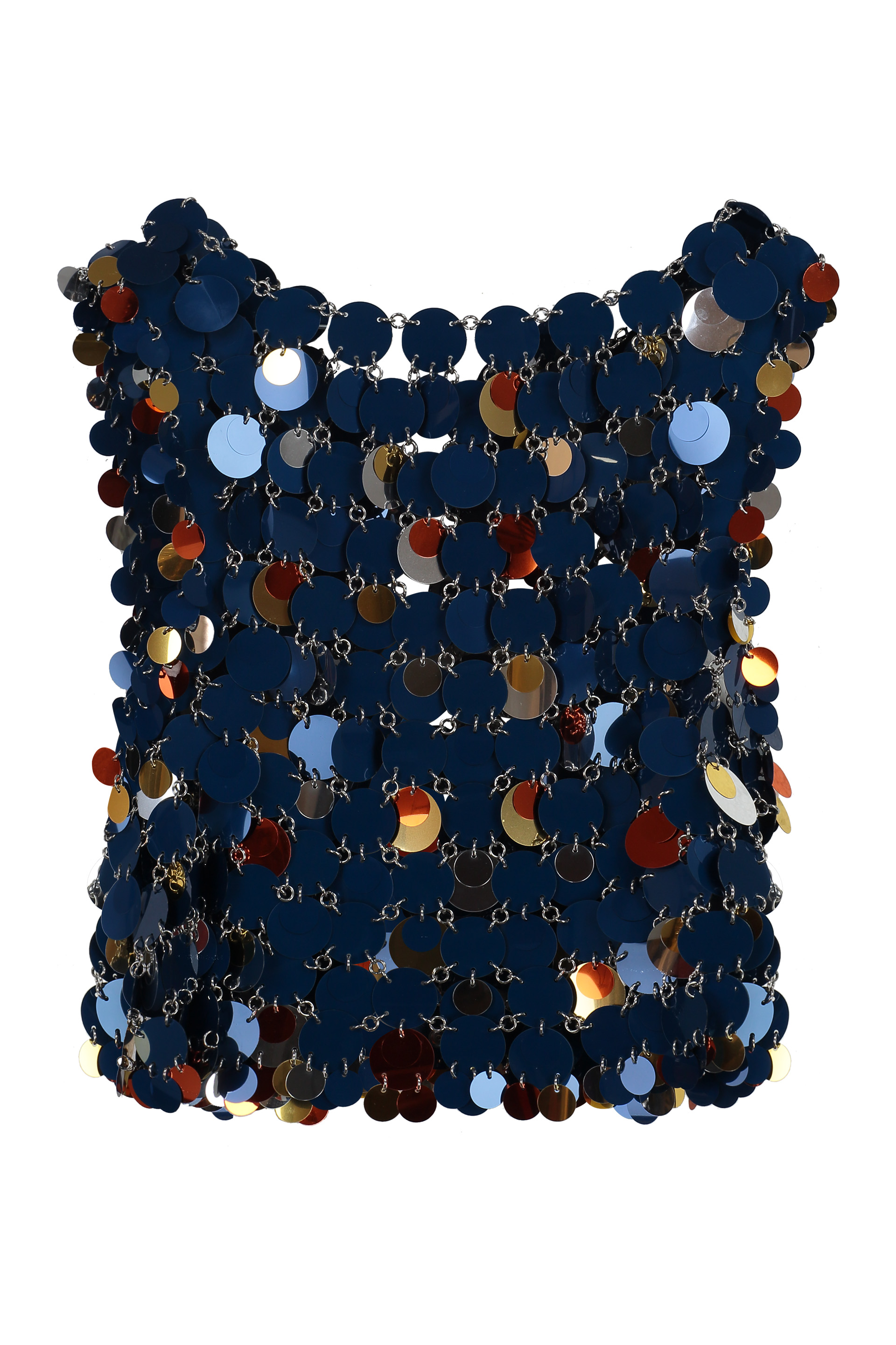 Rabanne Sequin Chain Link Sleeveless Top In Blue
