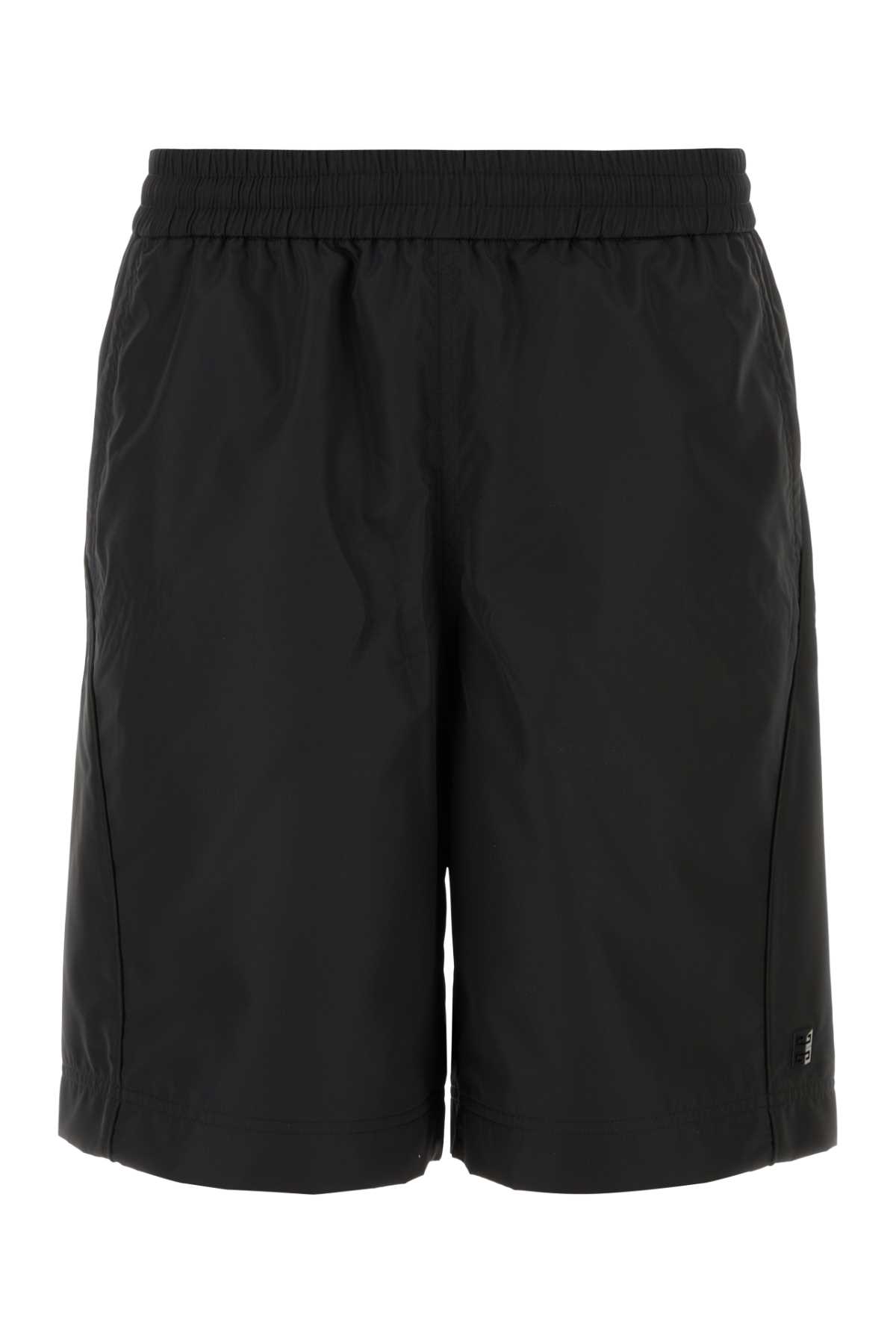 Black Polyester Bermuda Shorts